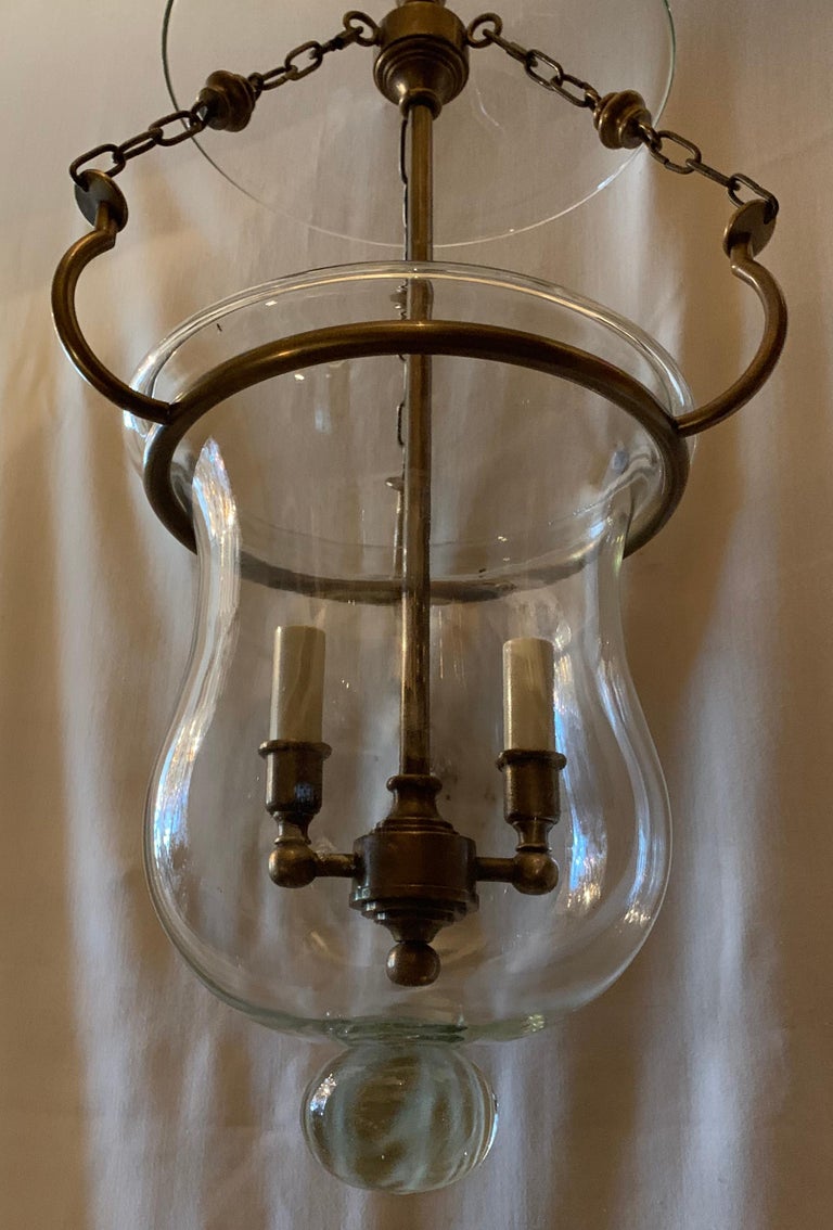 Handsome Blown Glass Bronze Bell Jar Lantern 2Light Fixture Vaughan