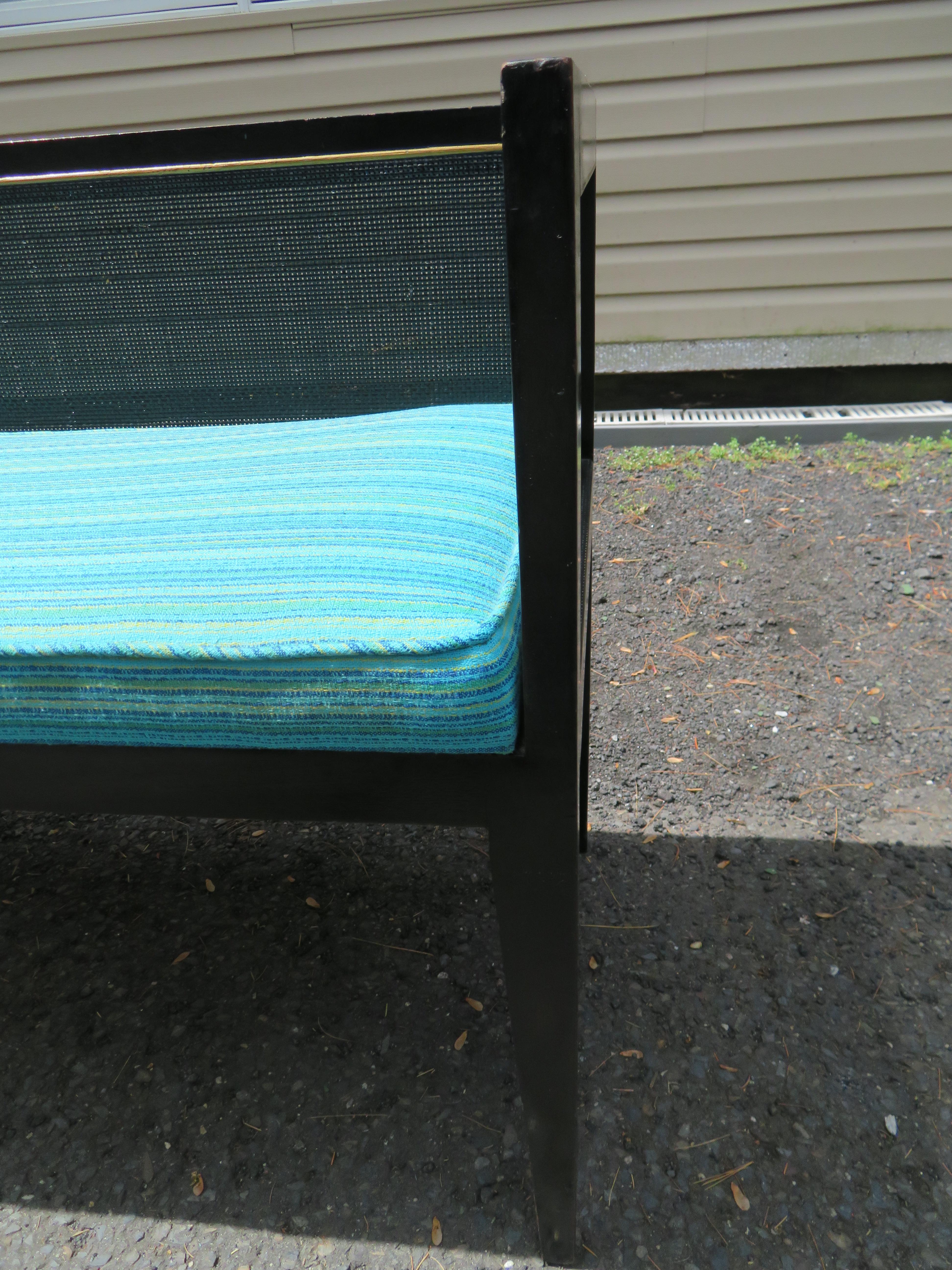 Handsome Boxy Caned Bench Mid-Century Modern For Sale 2