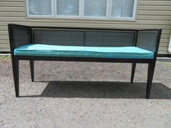 Handsome Boxy Caned Bench Mid-Century Modern