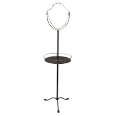 Elegante soporte de afeitar de pie de latón y metal galvanizado