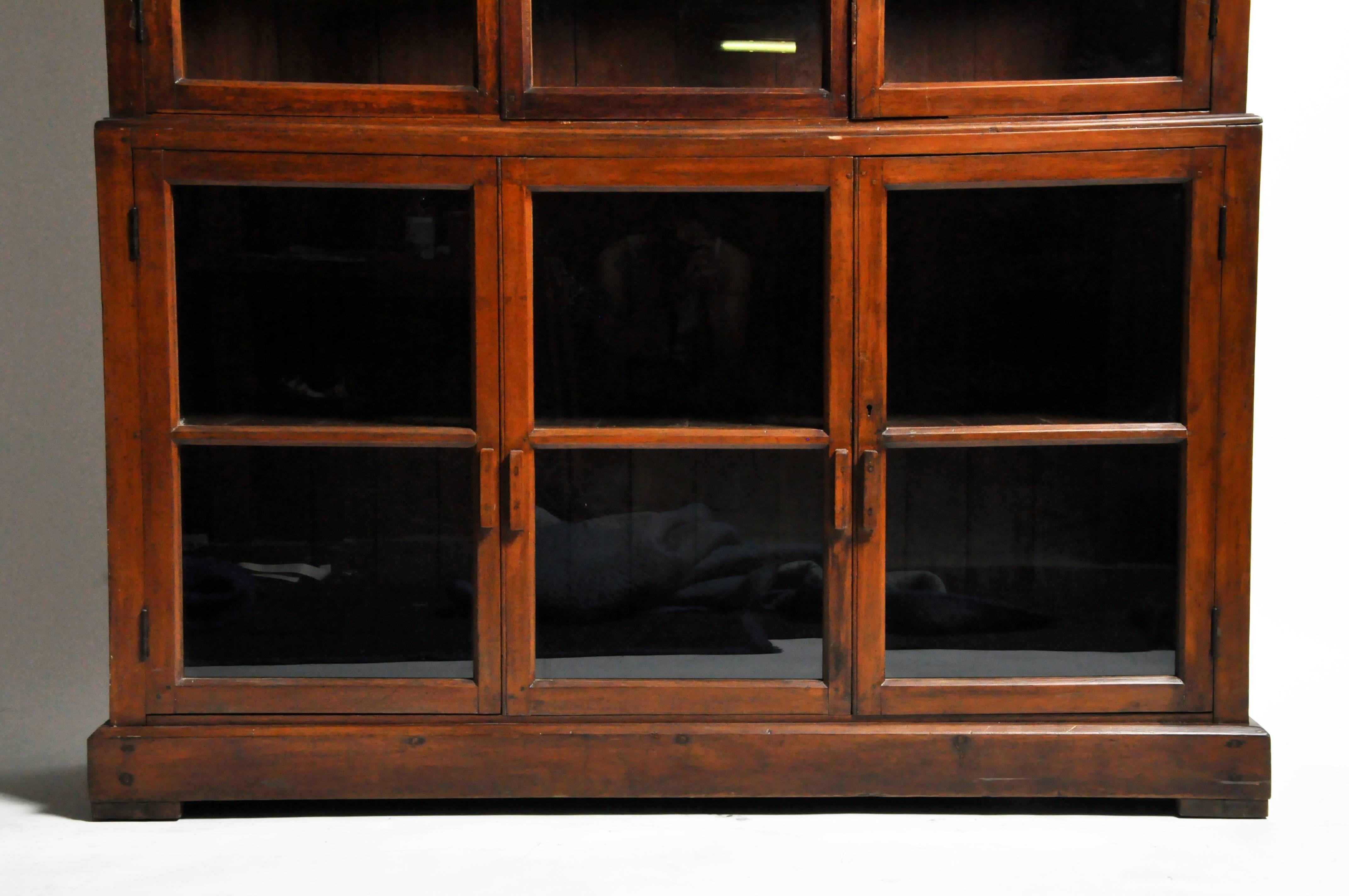 20th Century Handsome British Colonial Breakfront Bookcase