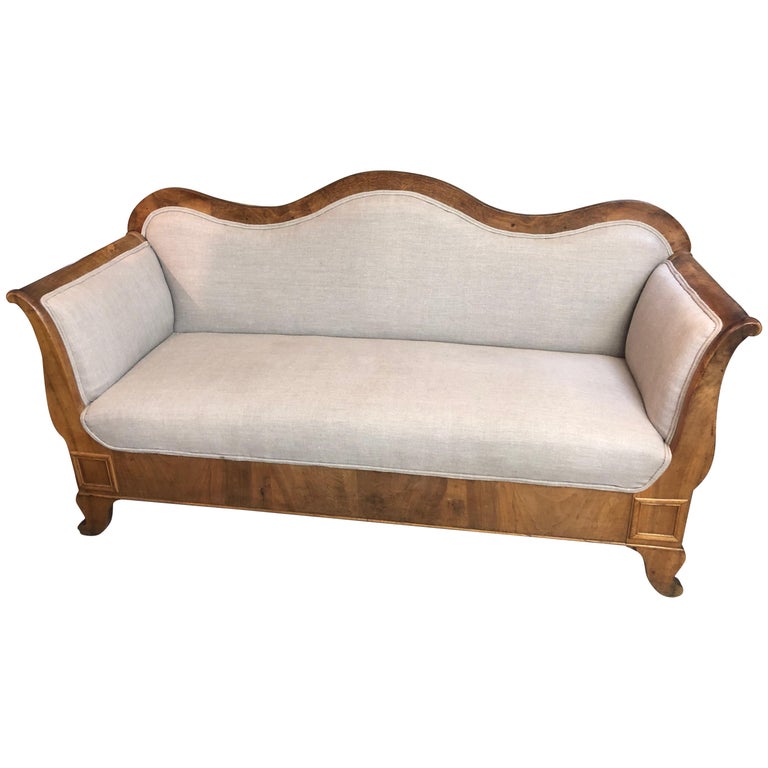 Handsome Burl Wood French Antique Sofa at 1stDibs