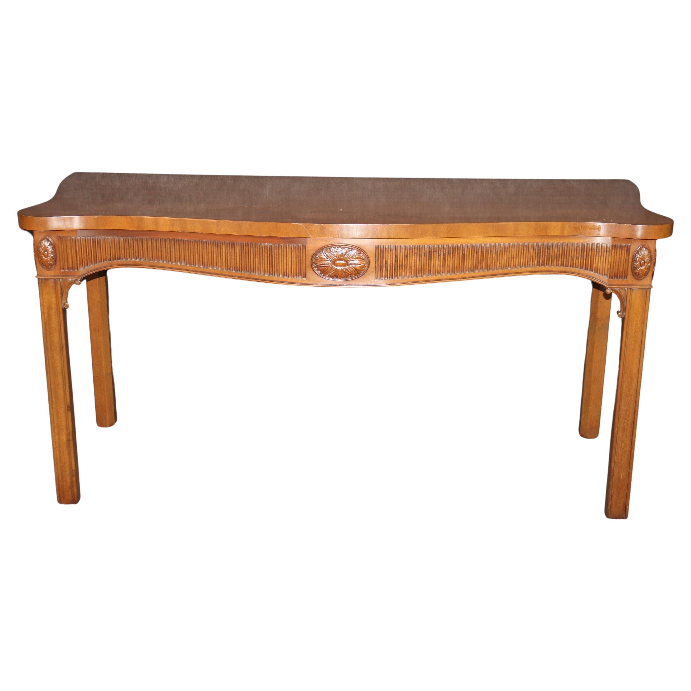 Handsome Carved Mahogany Adams Style Console Sofa Table