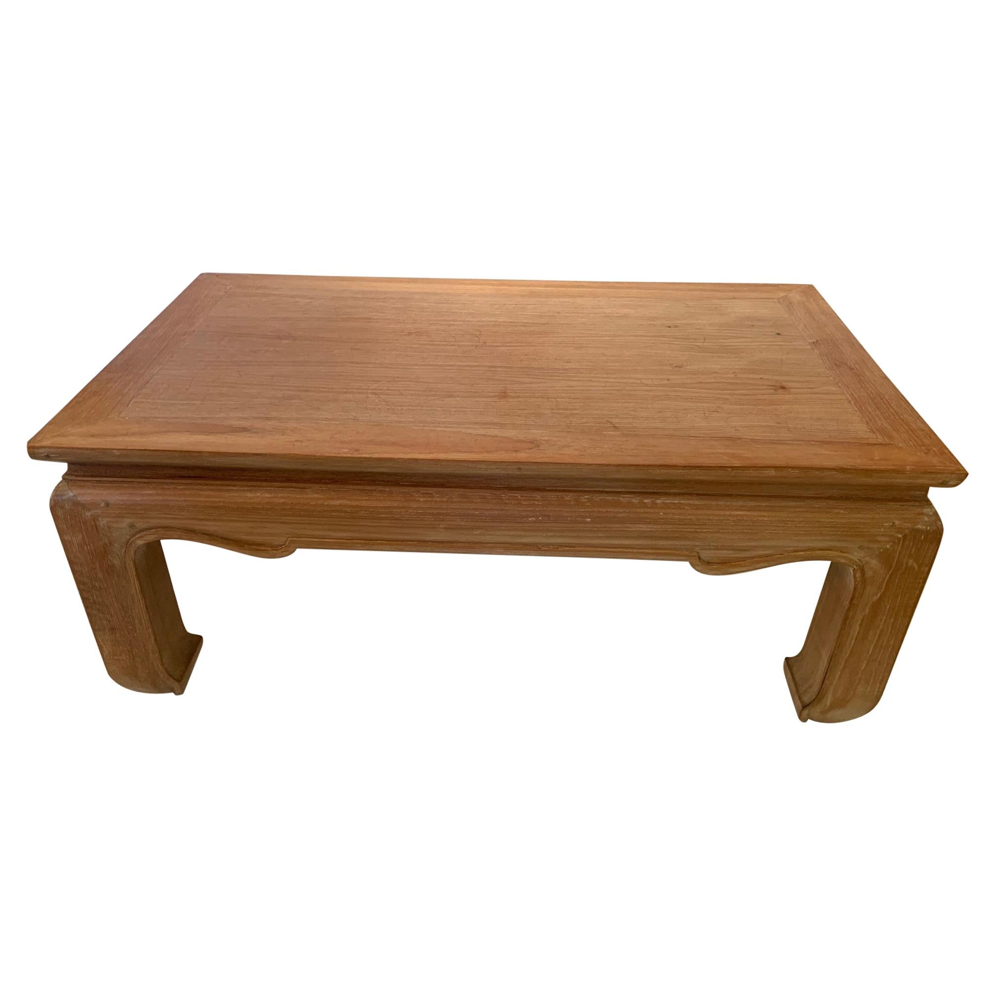 Handsome Cerused Wood Asian Style Cocktail Table For Sale