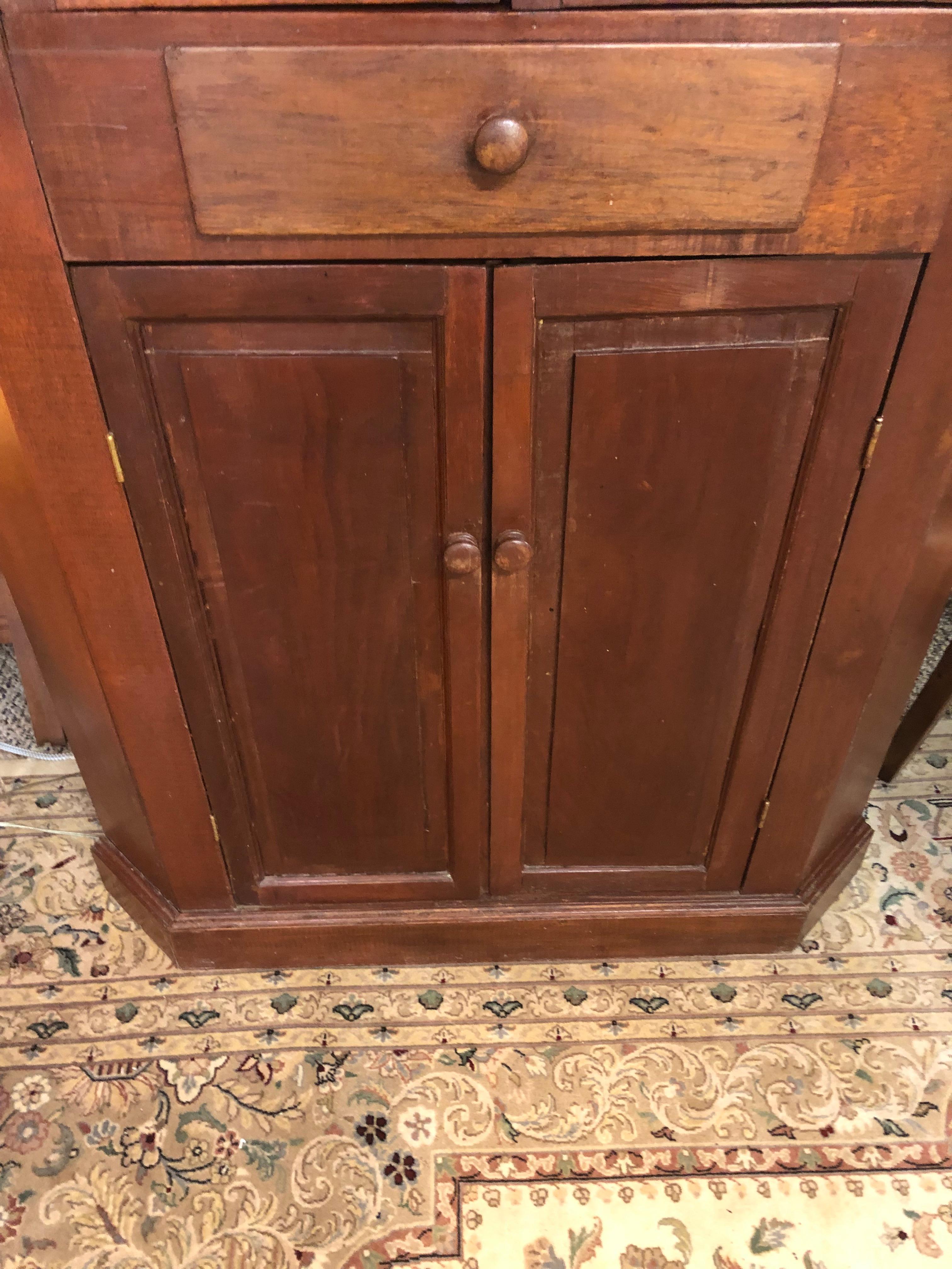 American Classical Handsome Cherry Artisan Made Corner Cabinet Cupboard For Sale