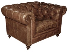 Handsome Chesterfield Club Chairs, Great Color And Patination, Priced per chair.