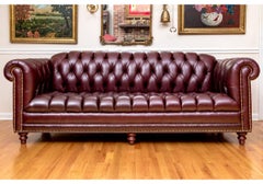 Handsome Chesterfield Style Button Tufted Leather Sofa