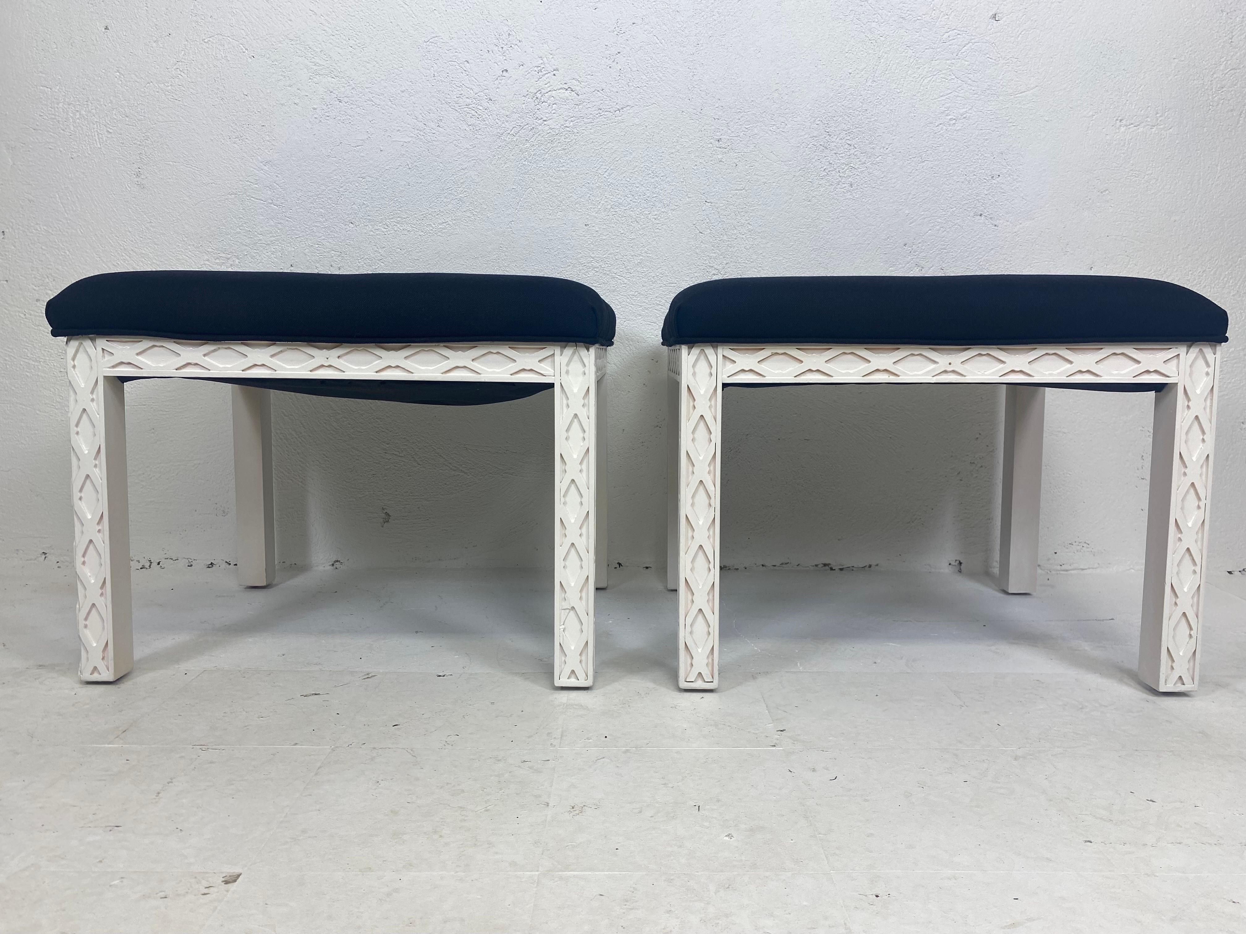 Handsome Chippendale style upholstered benches/pair For Sale 4
