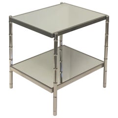 Retro Handsome Chrome and Mirror Faux Bamboo End Table