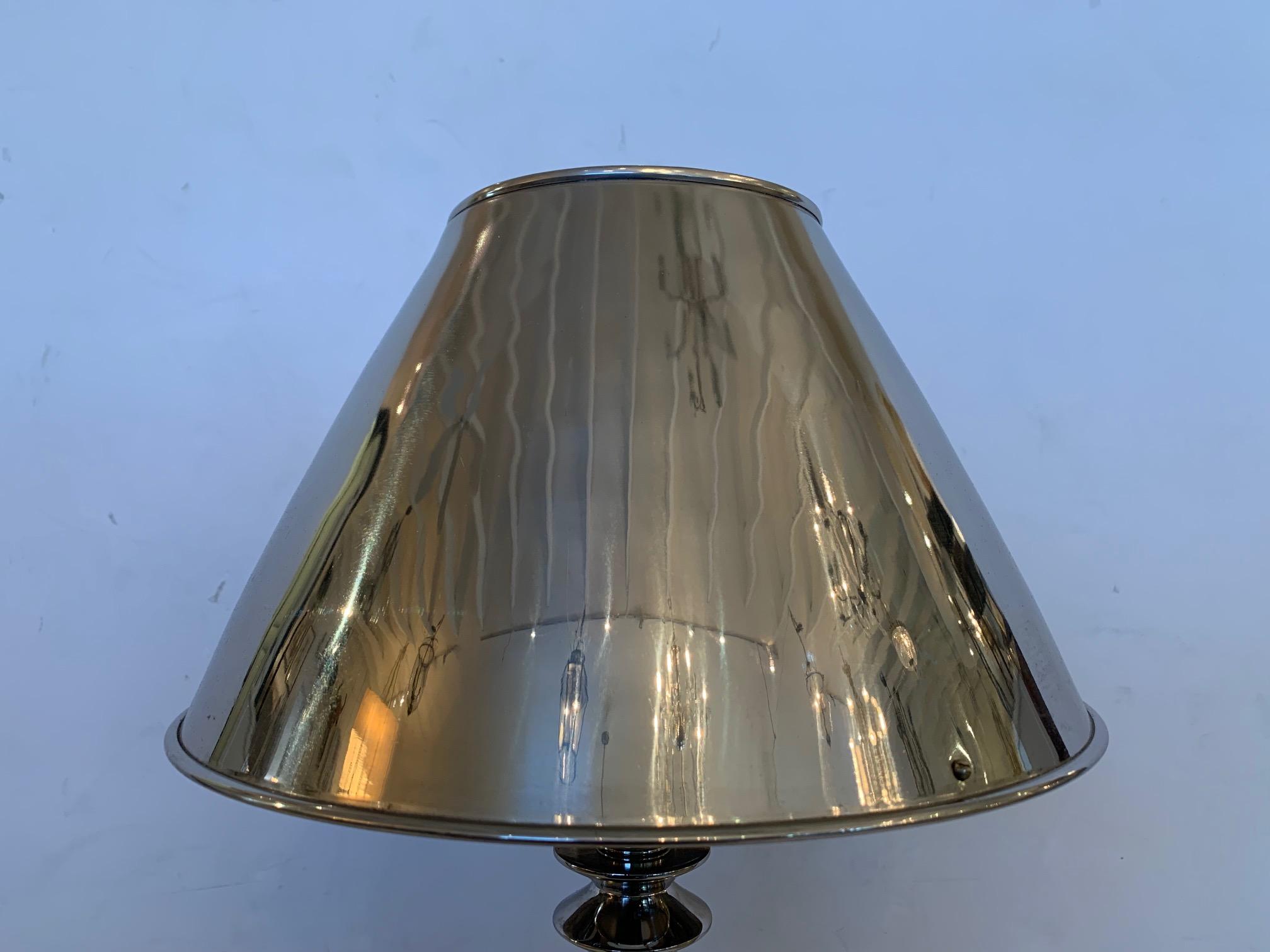 Handsome Chrome Table Lamp with Spiral Column In Good Condition In Hopewell, NJ
