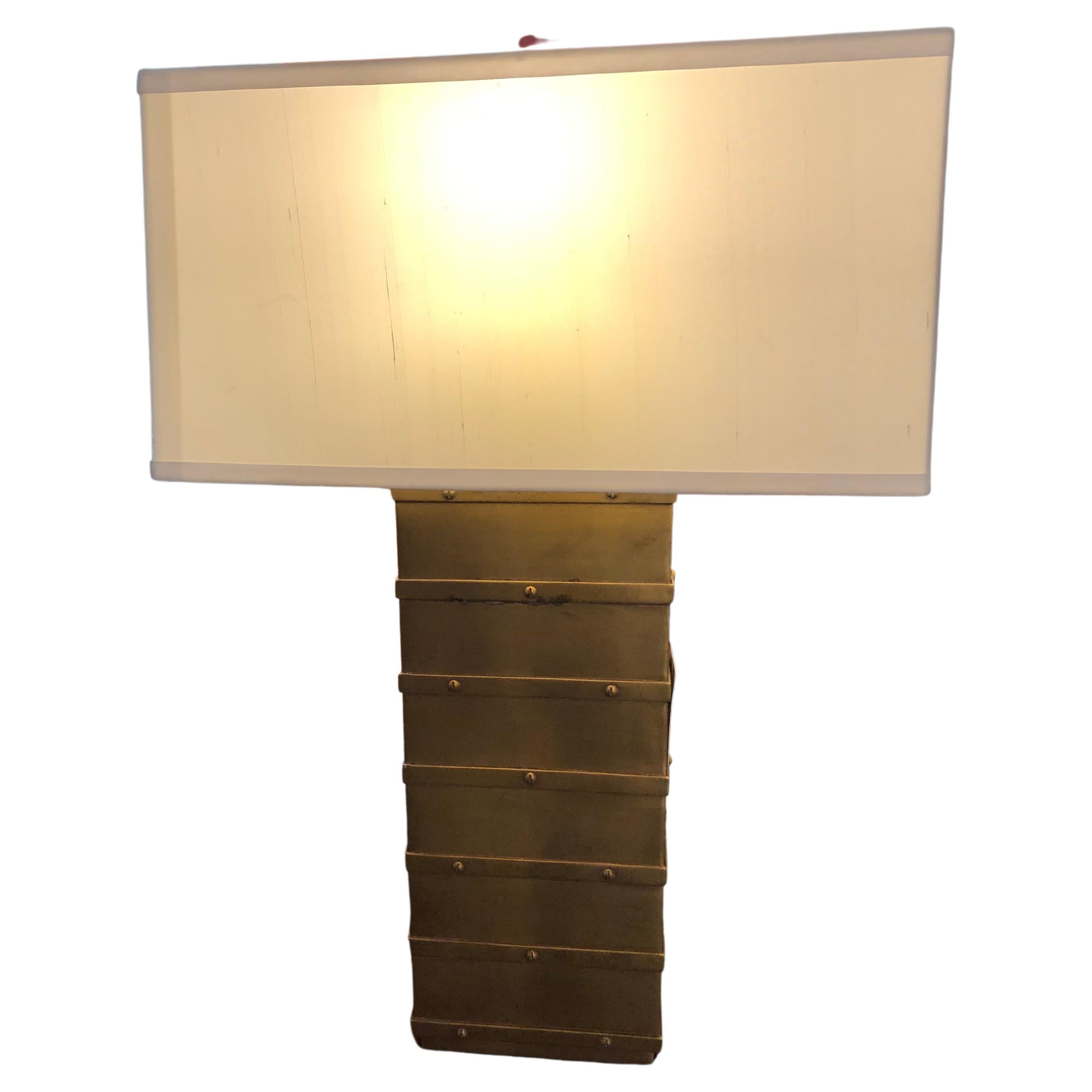 Handsome Chunky Square Brass Ralph Lauren Table Lamp