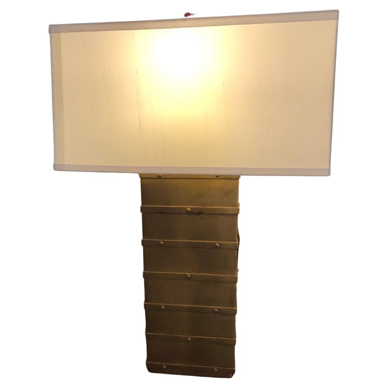 Handsome Chunky Square Brass Ralph Lauren Table Lamp at 1stDibs