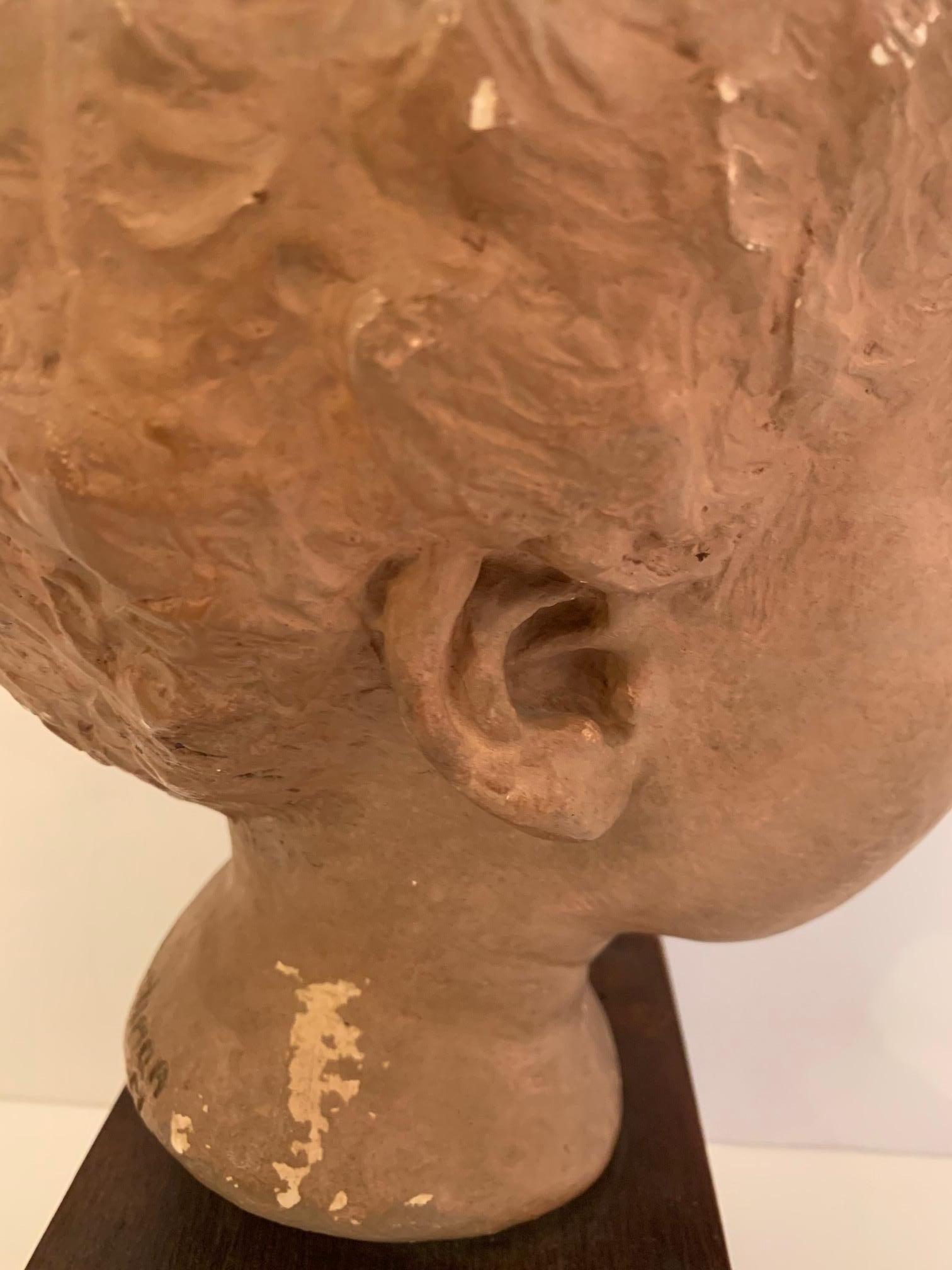 Mid-20th Century Handsome Clay Bust of Child For Sale