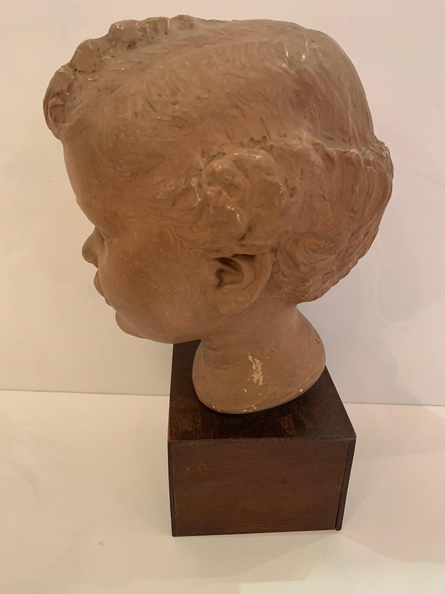 Handsome Clay Bust of Child For Sale 2