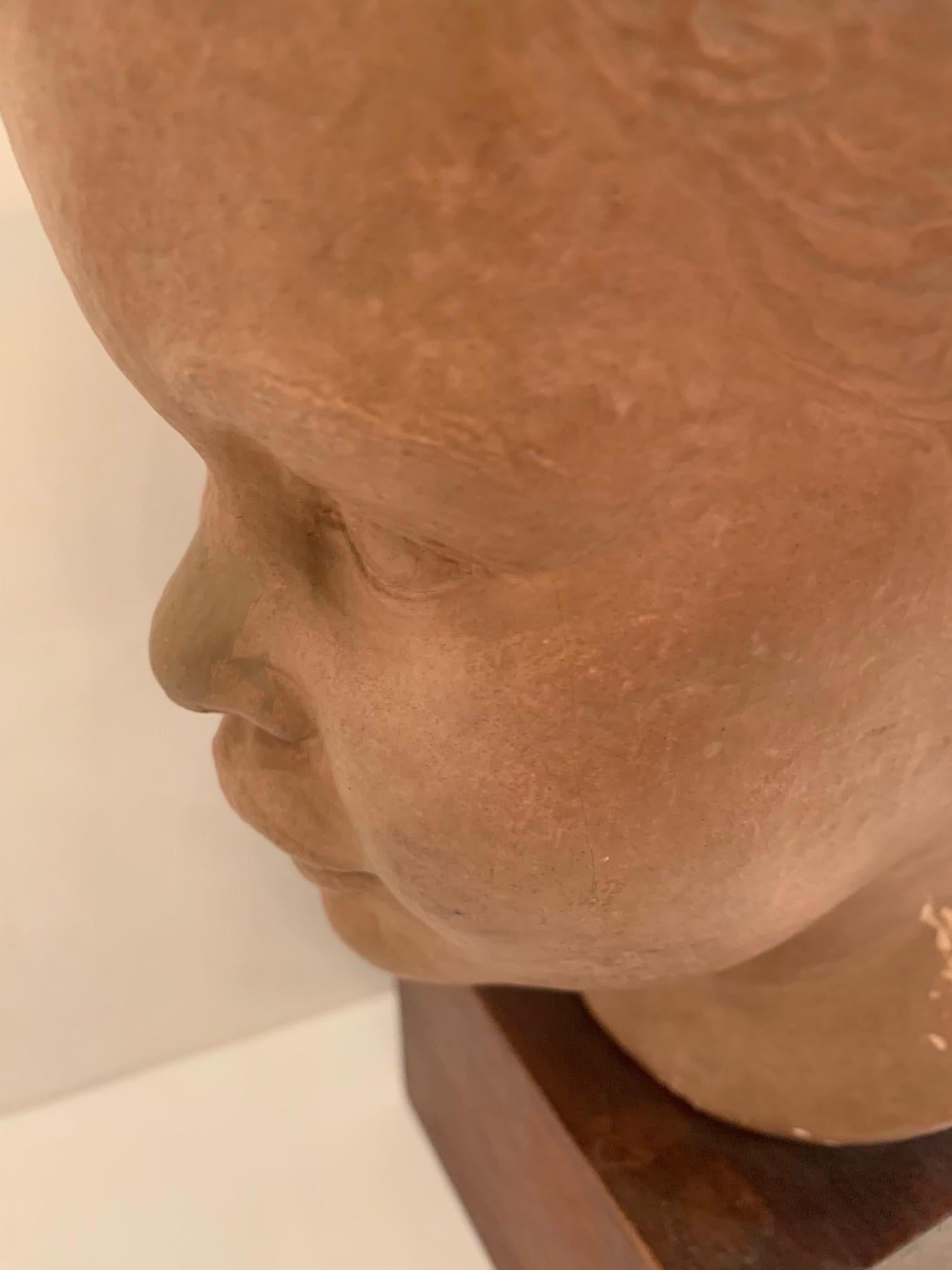 Handsome Clay Bust of Child For Sale 3