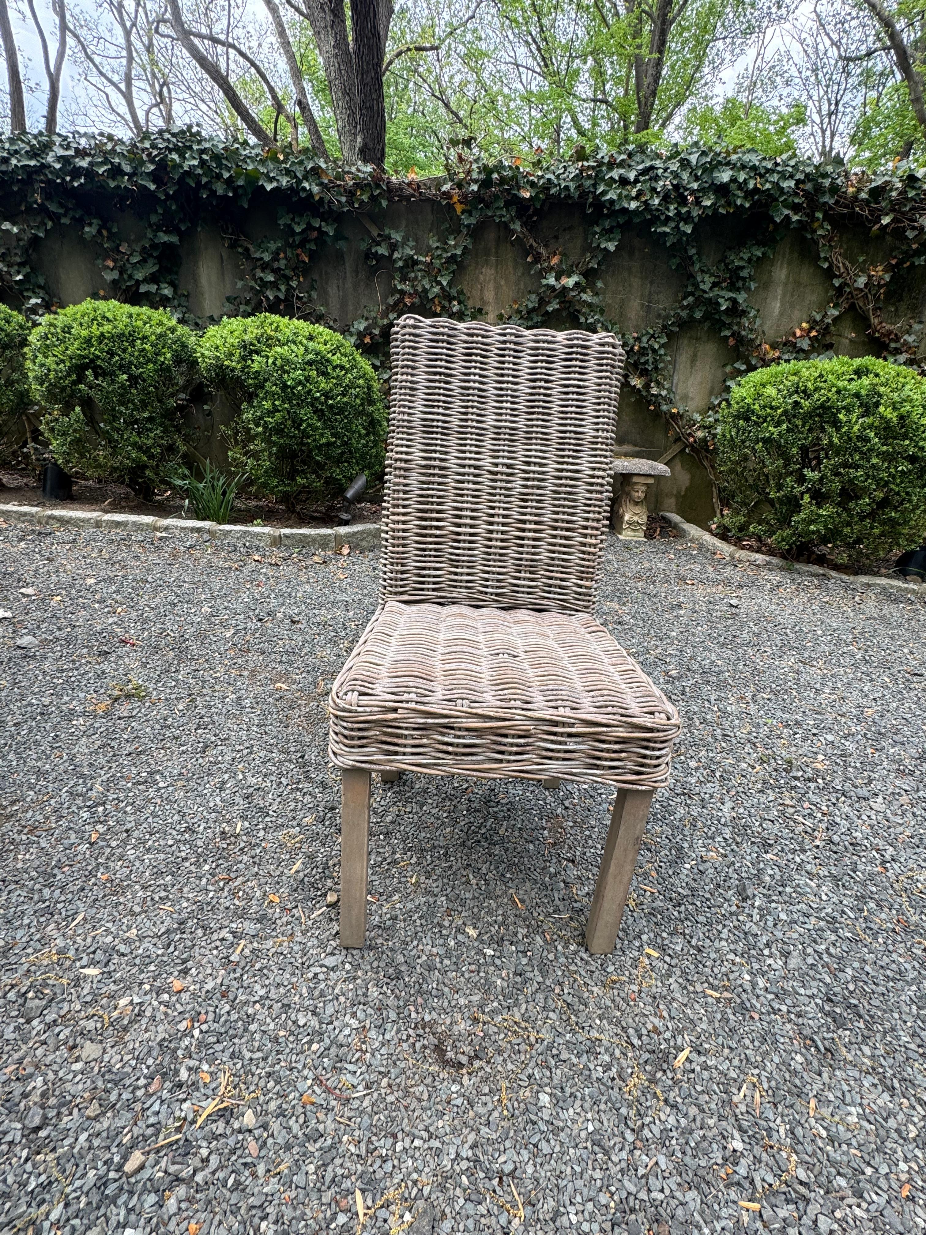 Handsome Coastal Rattan Dining Set For Sale 1