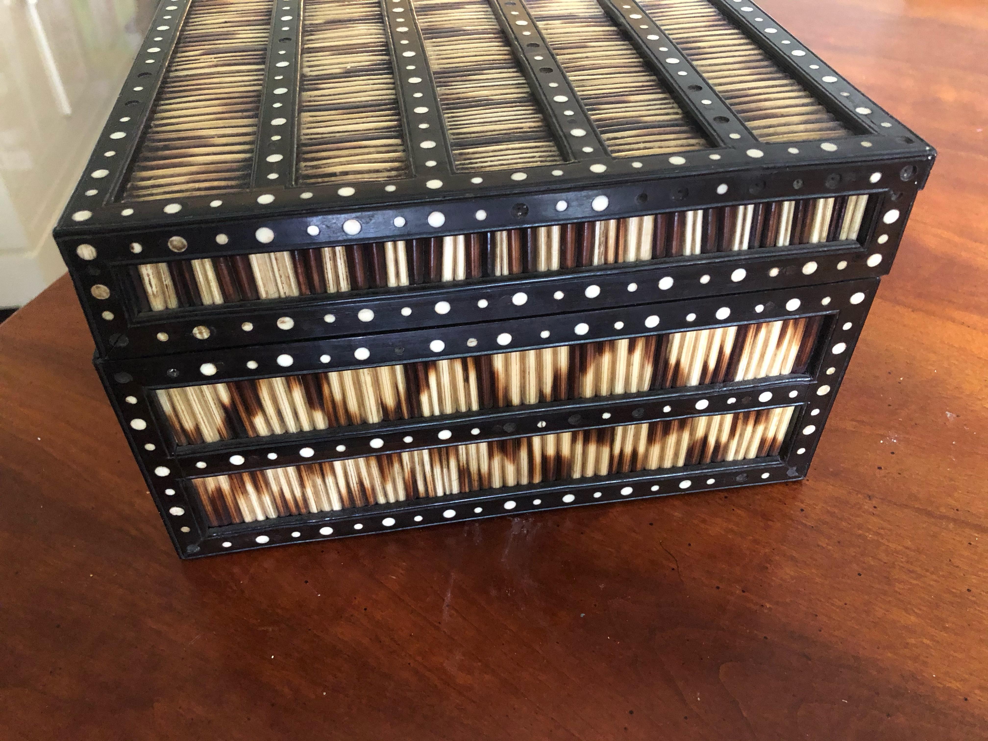Veneer Handsome Collectible Late 19th Century Porcupine Quill Box