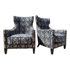 Handsome cut velvet newly upholstered club chairs