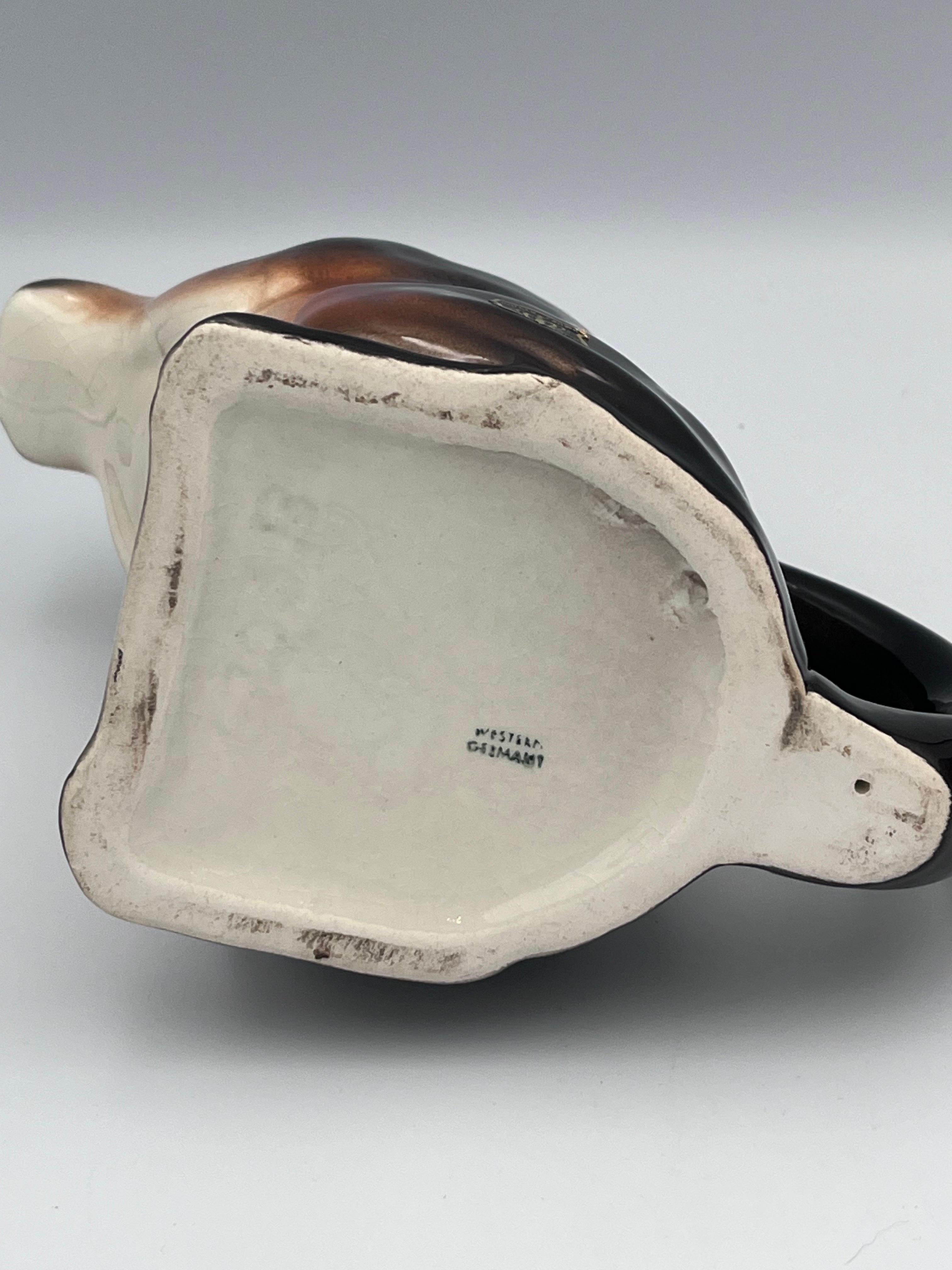 Belle théière en porcelaine teckel Allemagne fin des années 1940, Label d'origine en vente 2