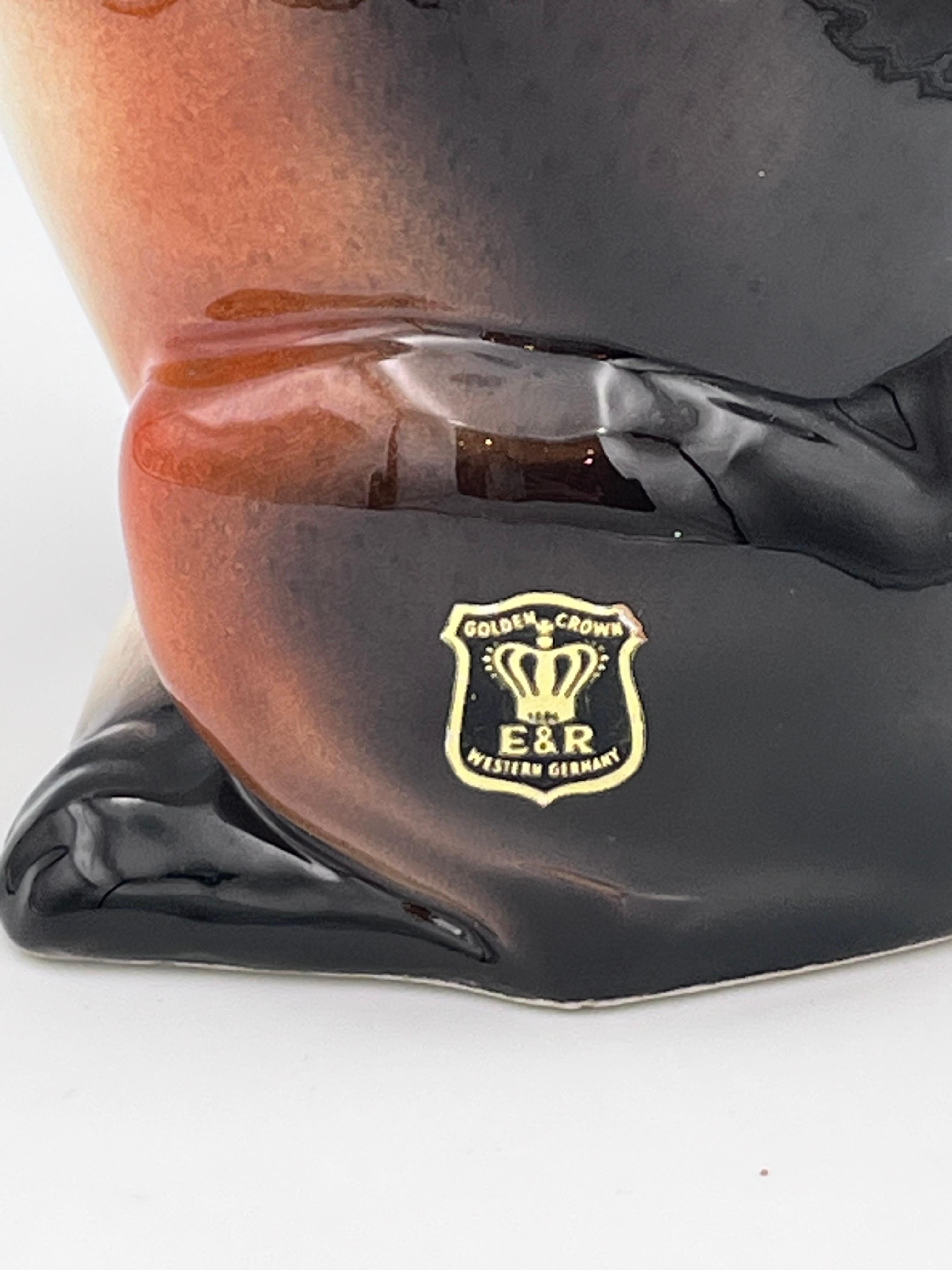 Vernissé Belle théière en porcelaine teckel Allemagne fin des années 1940, Label d'origine en vente