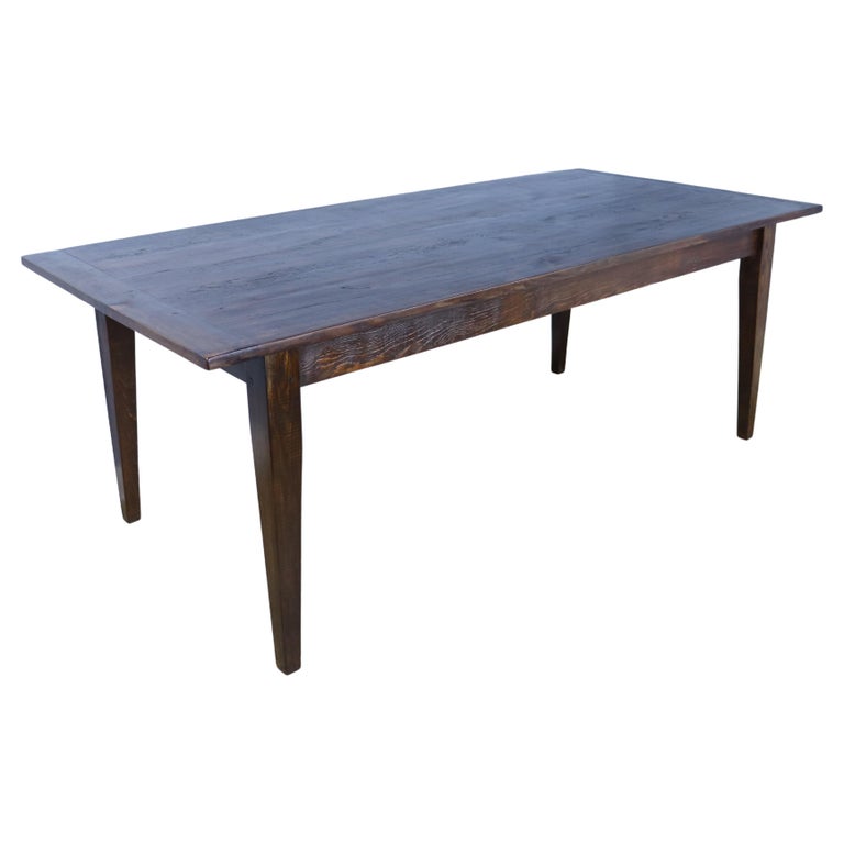 Handsome Dark Pine Farm Table For Sale at 1stDibs