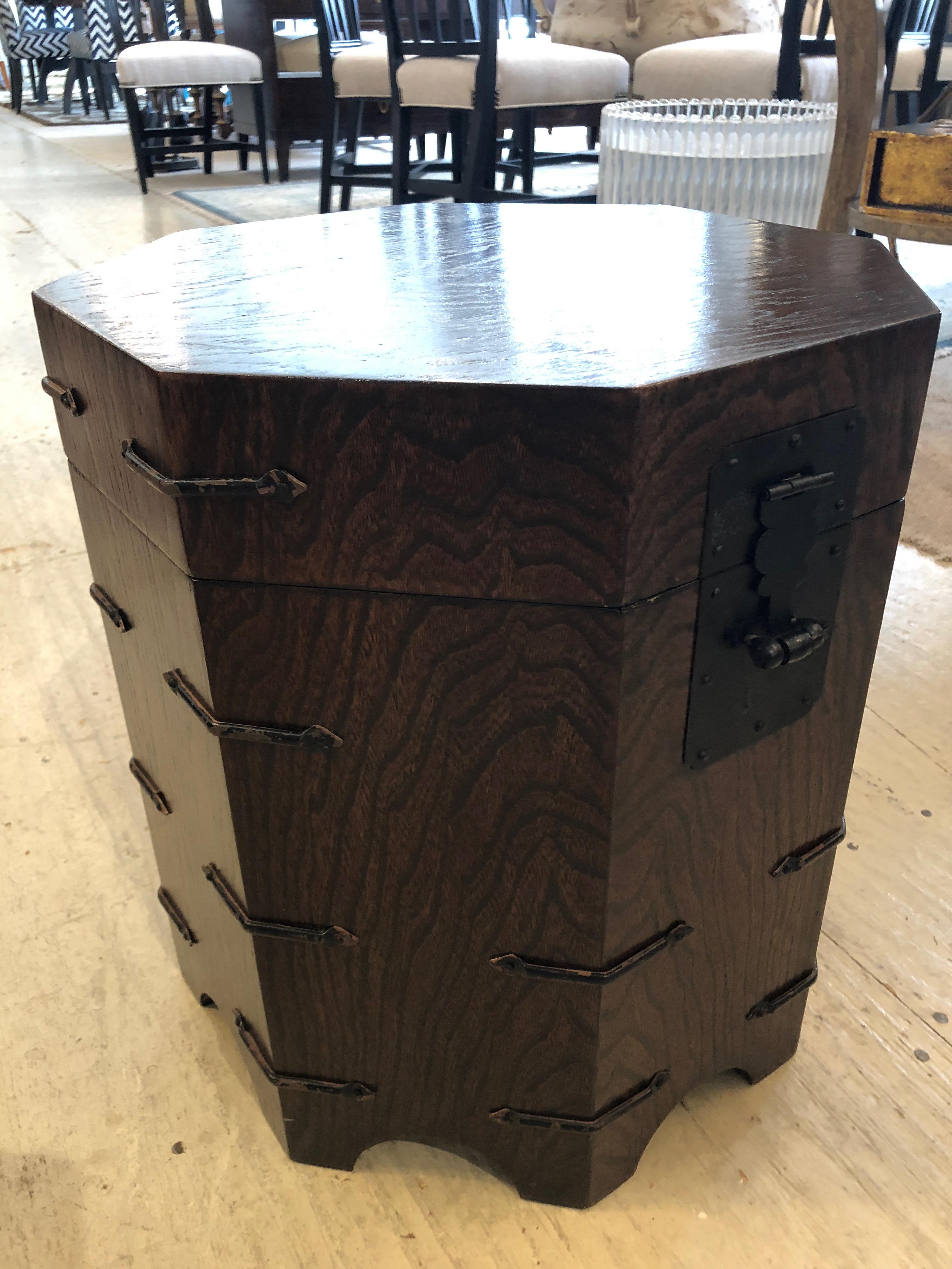 Early 20th Century Handsome Dark Wood Octagonal Chest End Table