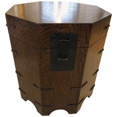 Handsome Dark Wood Octagonal Chest End Table
