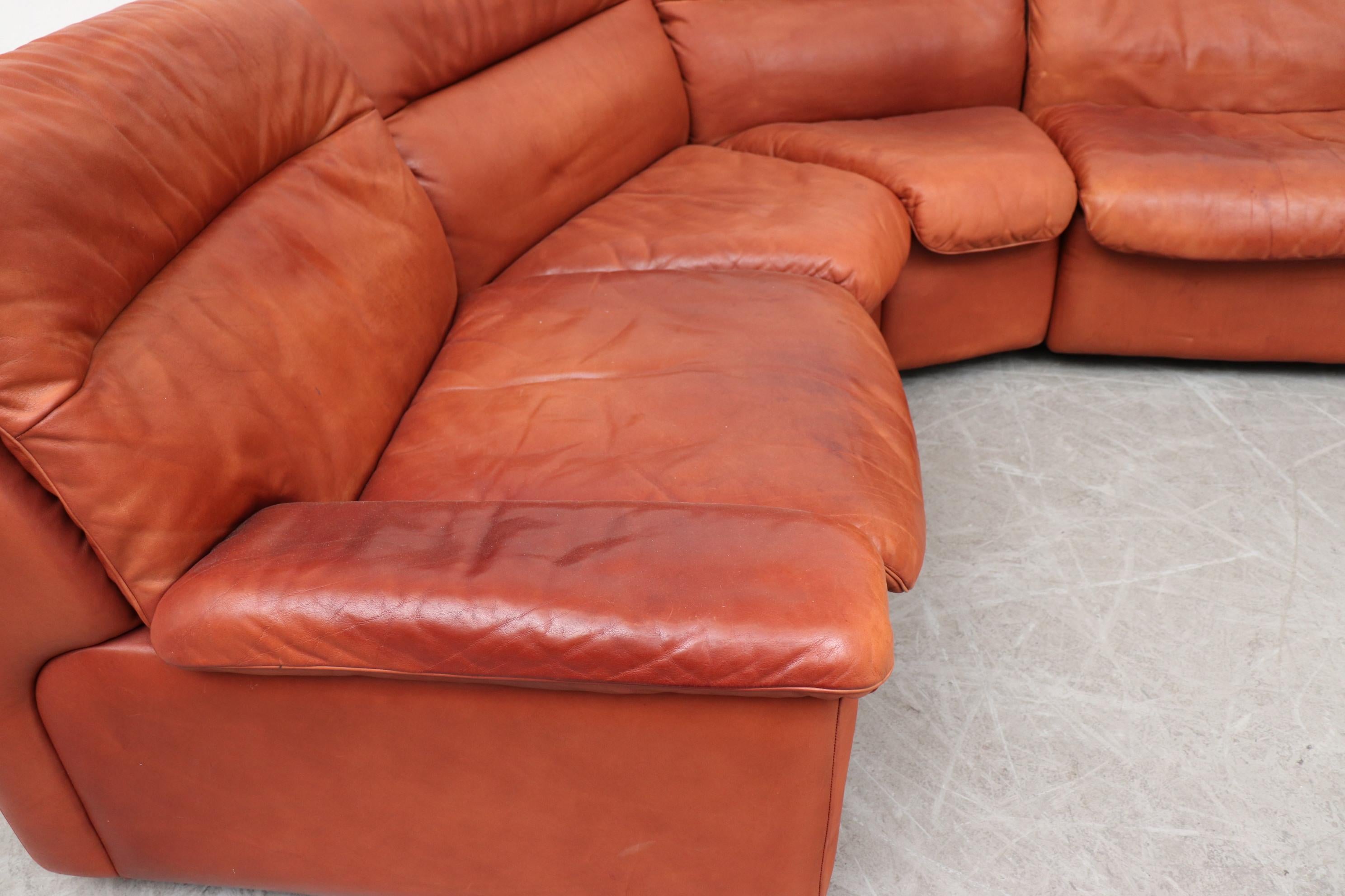 Late 20th Century Handsome De Sede DS 66 5-Piece Cognac Leather Sectional Sofa