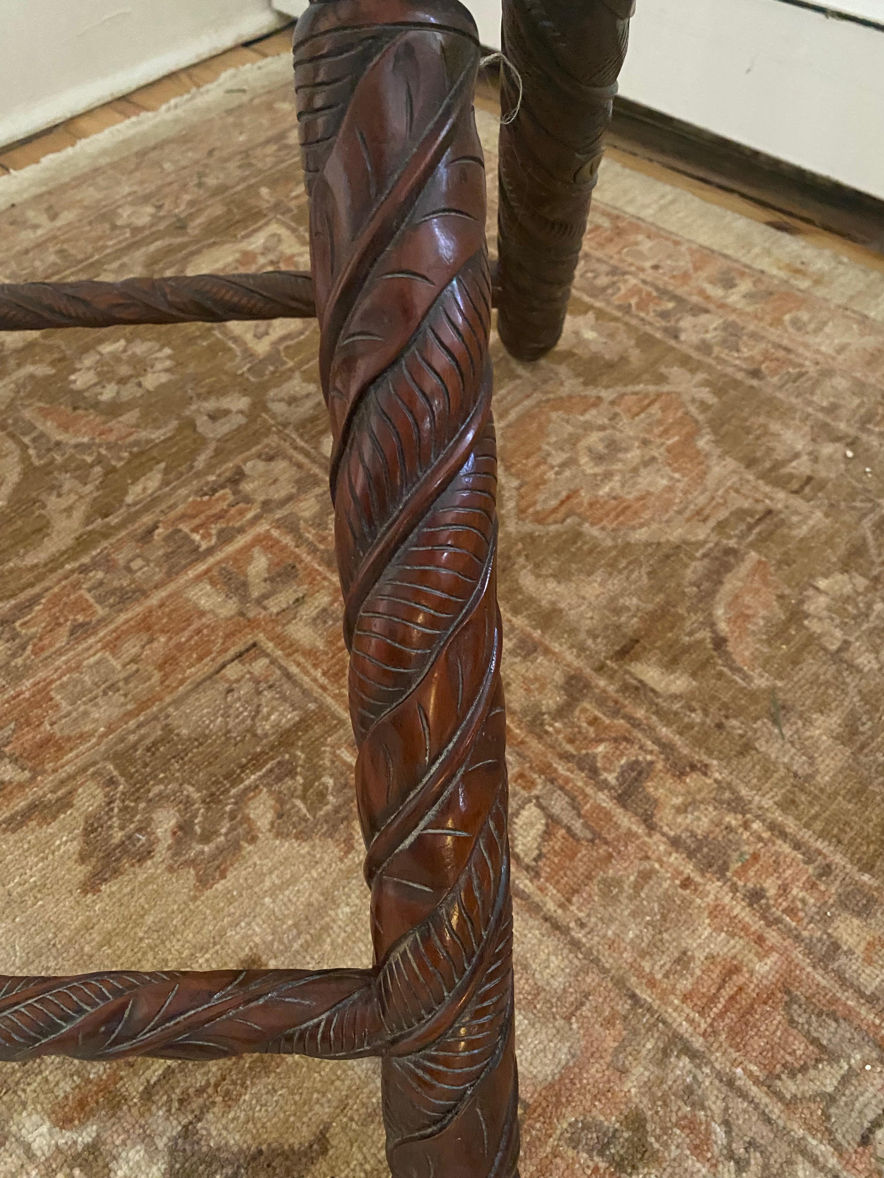 Handsome Designer Rattan & Mahogany Butlers Tray on Stand For Sale 4
