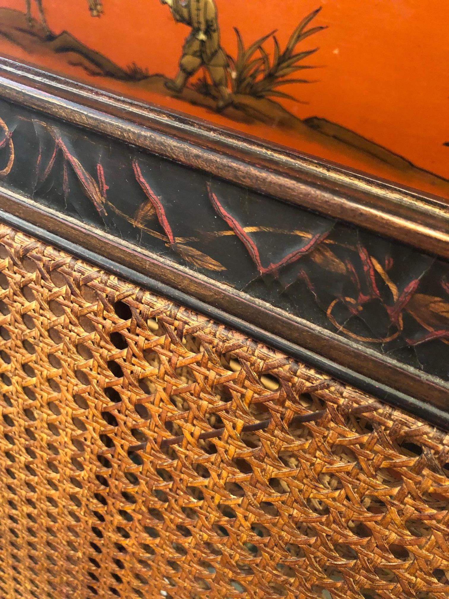 Late 20th Century Handsome Double Caned Chinoiserie Style Loveseat by Baker