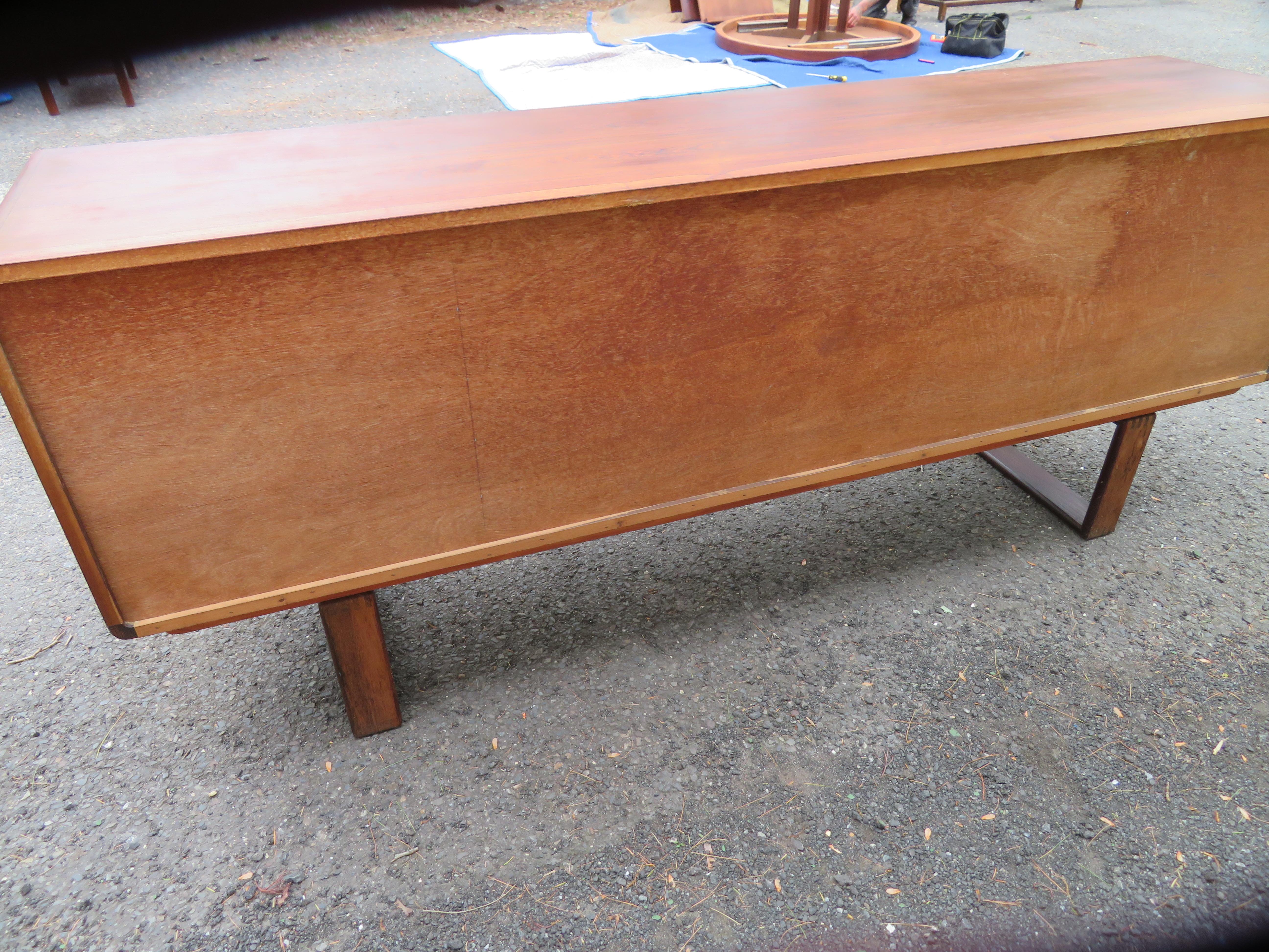 Handsome Dyrlund Danish Rosewood Credenza / Sideboard with Sled Legs For Sale 6