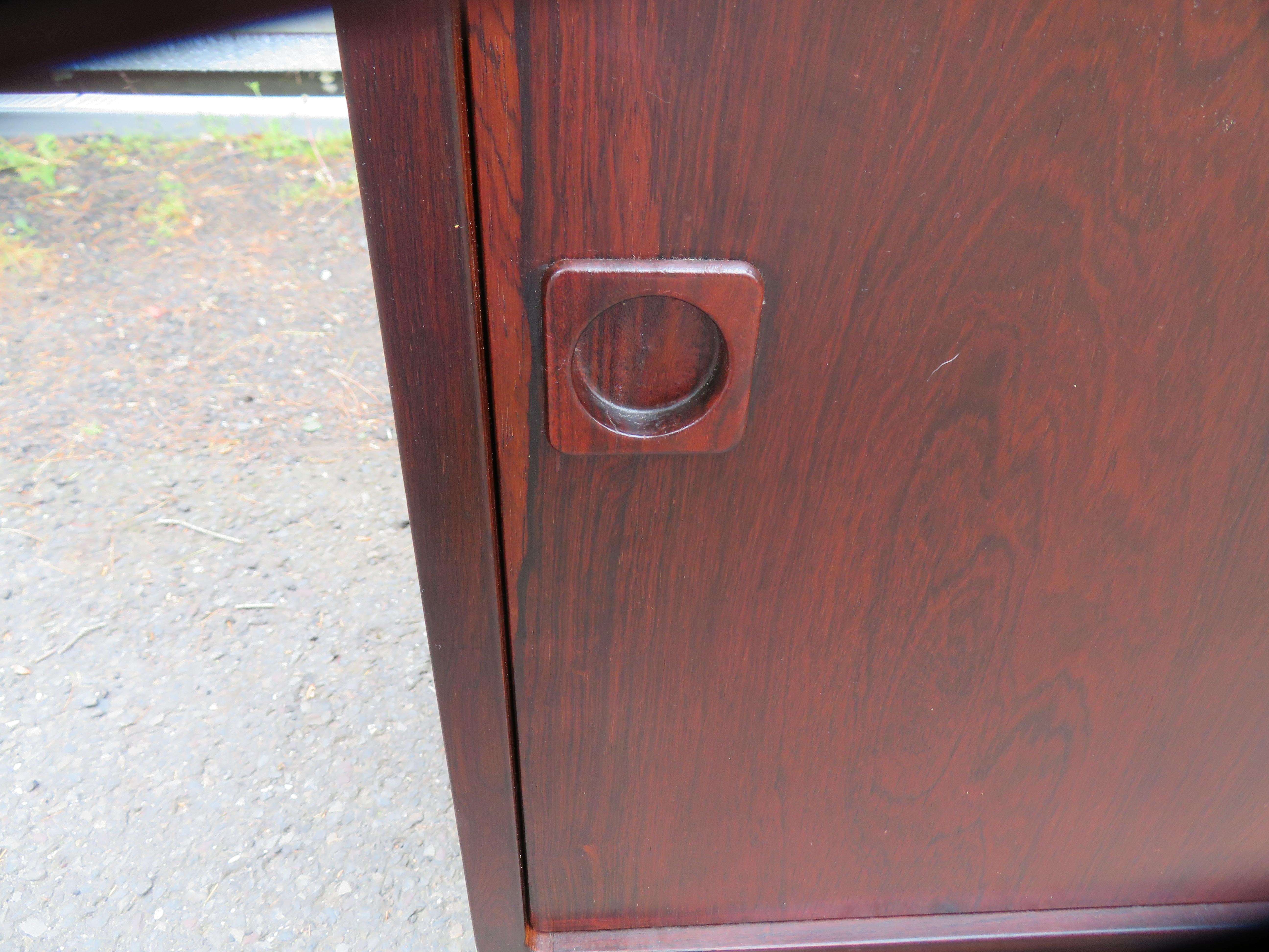 Handsome Dyrlund Danish Rosewood Credenza / Sideboard with Sled Legs For Sale 11