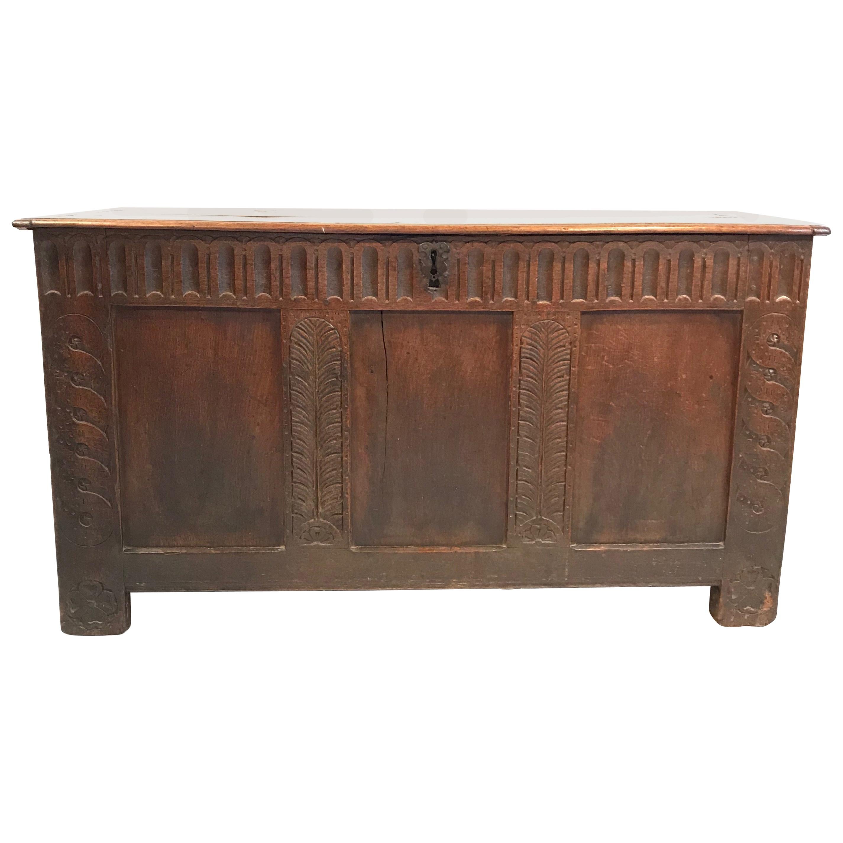 Handsome Early 18th Century British Coffer Blanket Chest