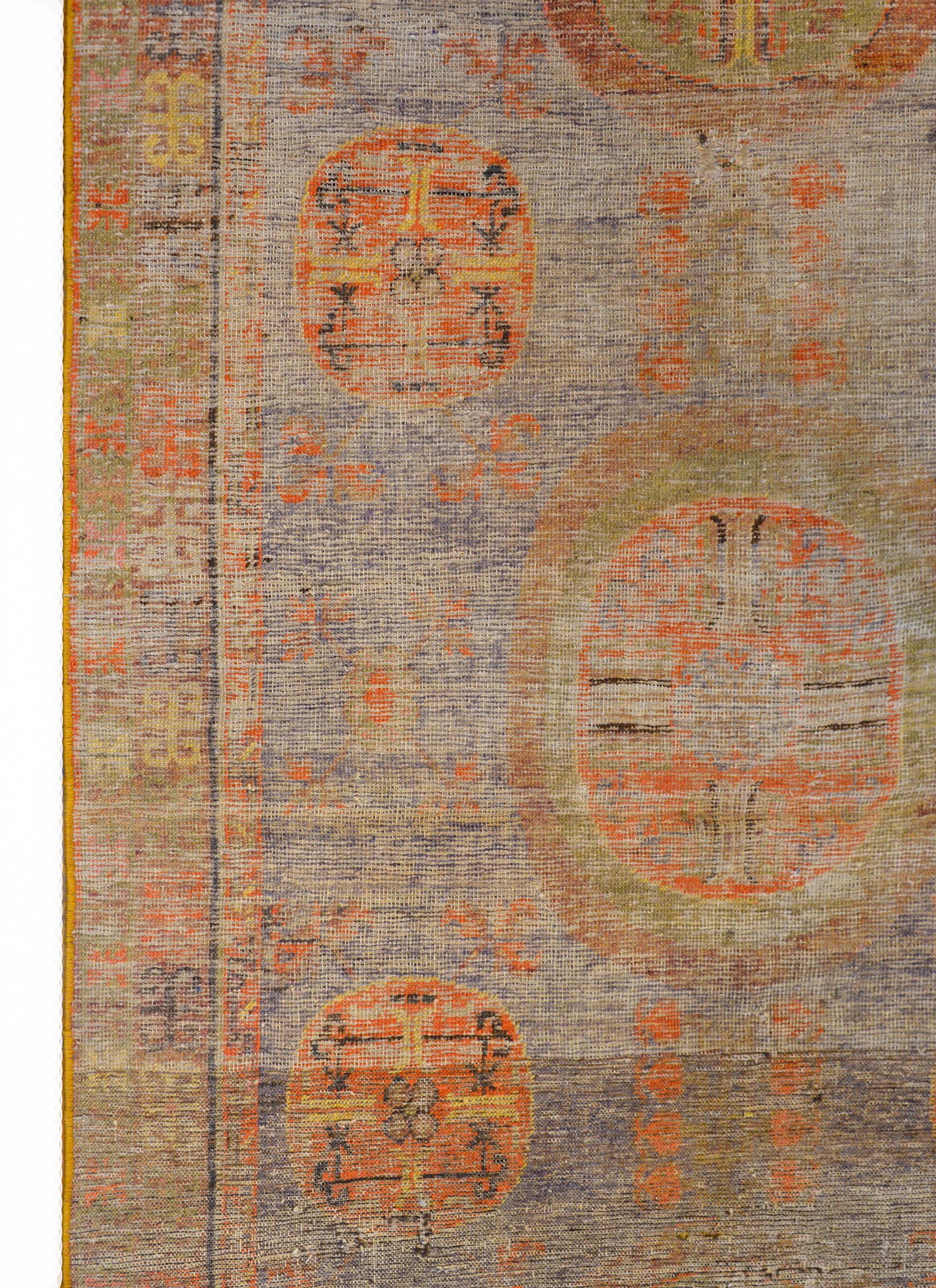 Vegetable Dyed Handsome Early 20th Century Khotan Rug For Sale