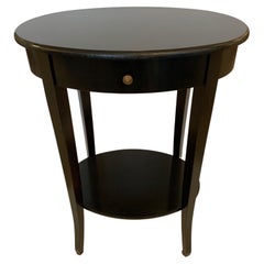 Handsome Ebonized Espresso Finish Oval Two Tier End Side Table