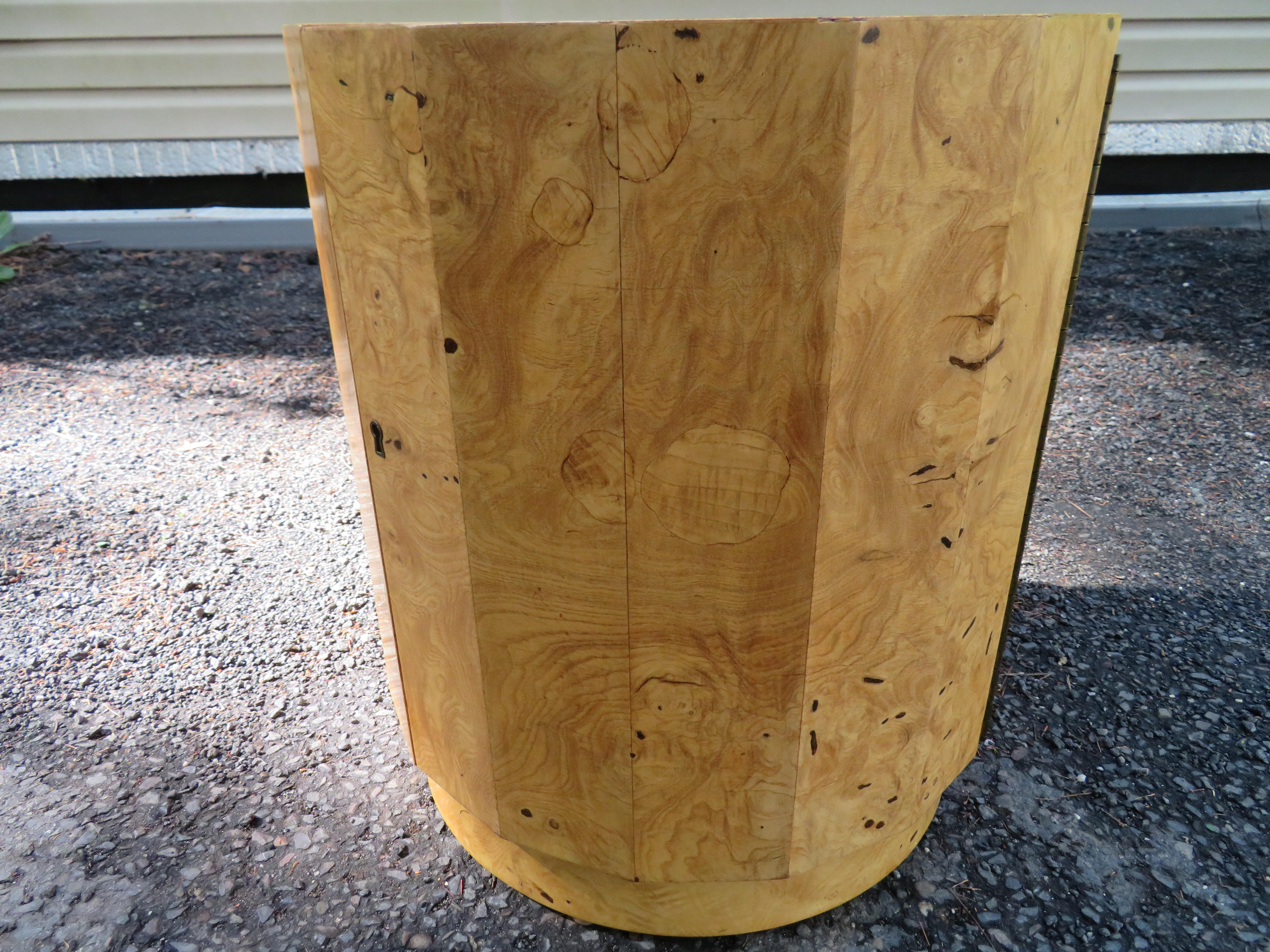 Handsome Edward Wormley for Dunbar Burl Wood Bar Cabinet End Table In Good Condition In Pemberton, NJ