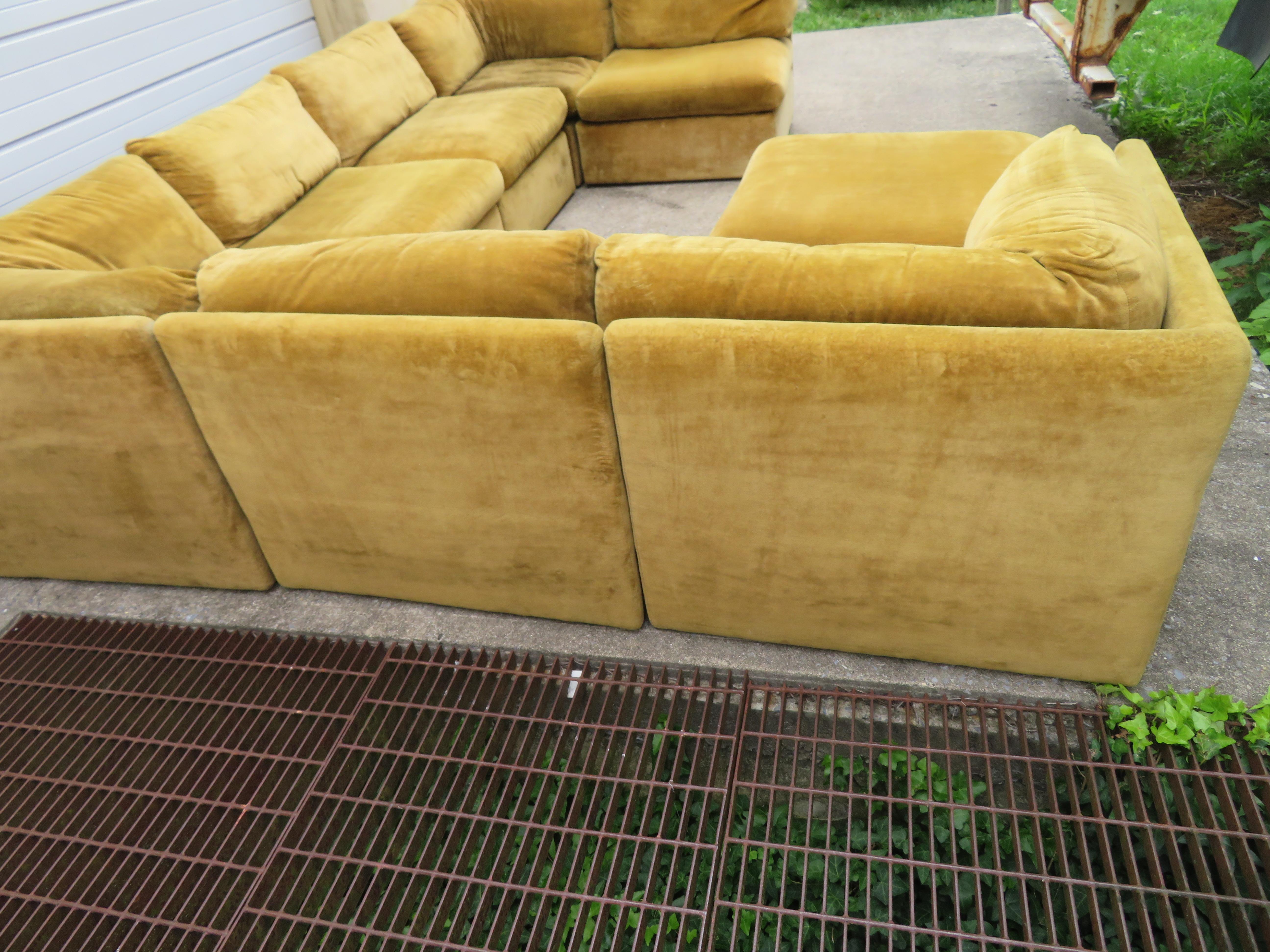 Handsome Eight-Piece Signed Milo Baughman Sectional Cube Sofa Mid-Century Modern 1