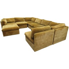 Handsome Eight-Piece Signed Milo Baughman Sectional Cube Sofa Mid-Century Modern