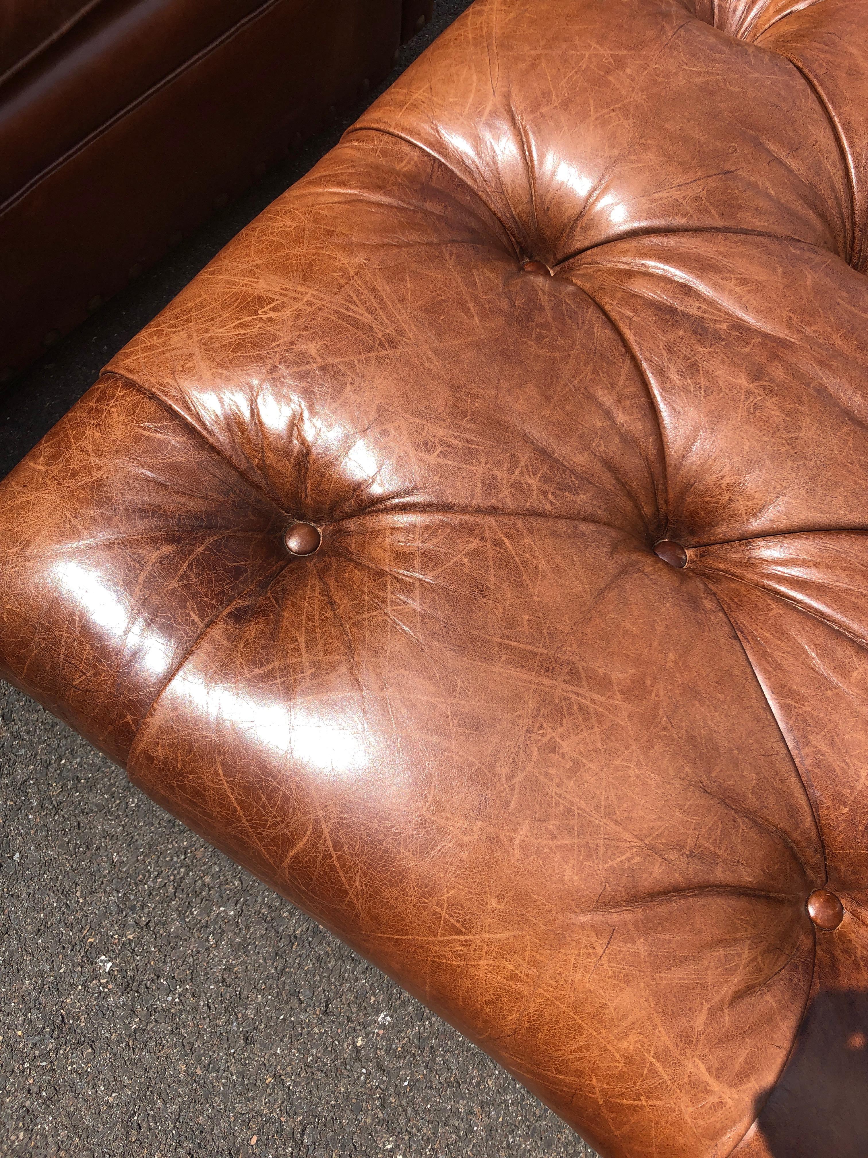 Handsome Embossed Leather Tufted Ottoman Coffee Table 2