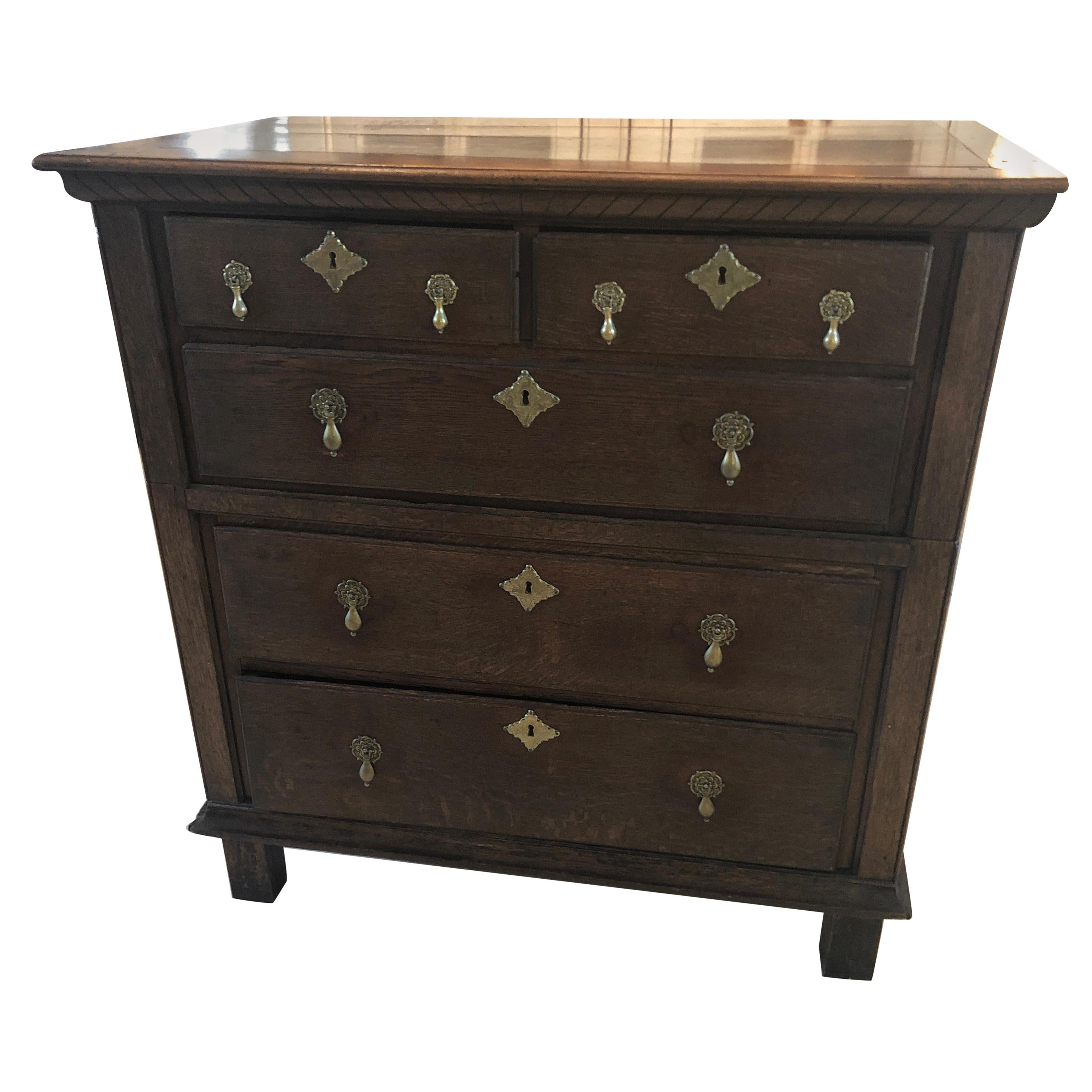 Handsome English Antique Walnut Chest of Drawers For Sale