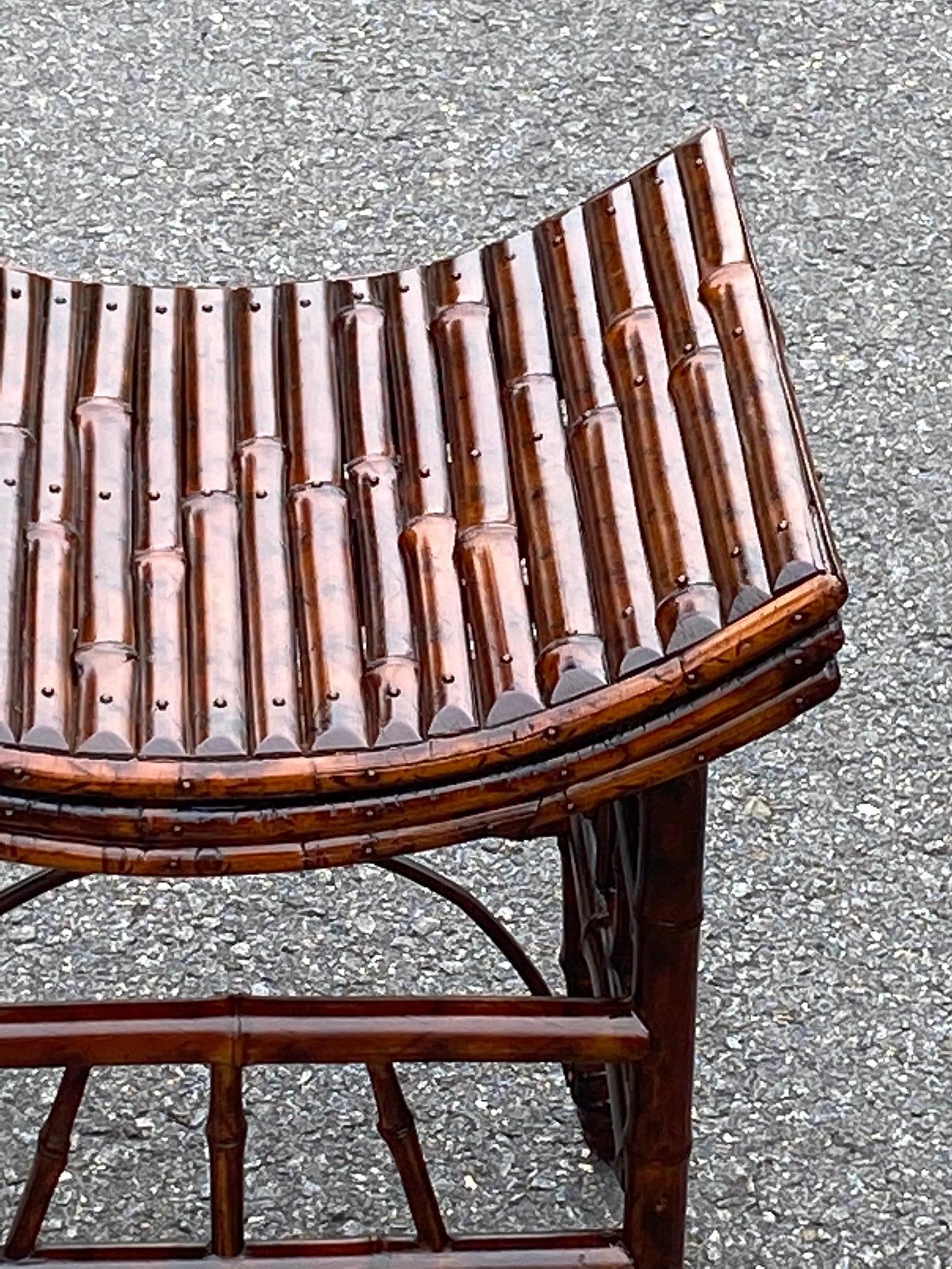 Handsome English Bamboo Bench or Stool with Faux Tortoise Finish In Excellent Condition In Hopewell, NJ