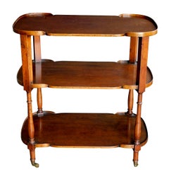Handsome English Late 19th Century Mahogany 3-tier Bar Cart/étagère