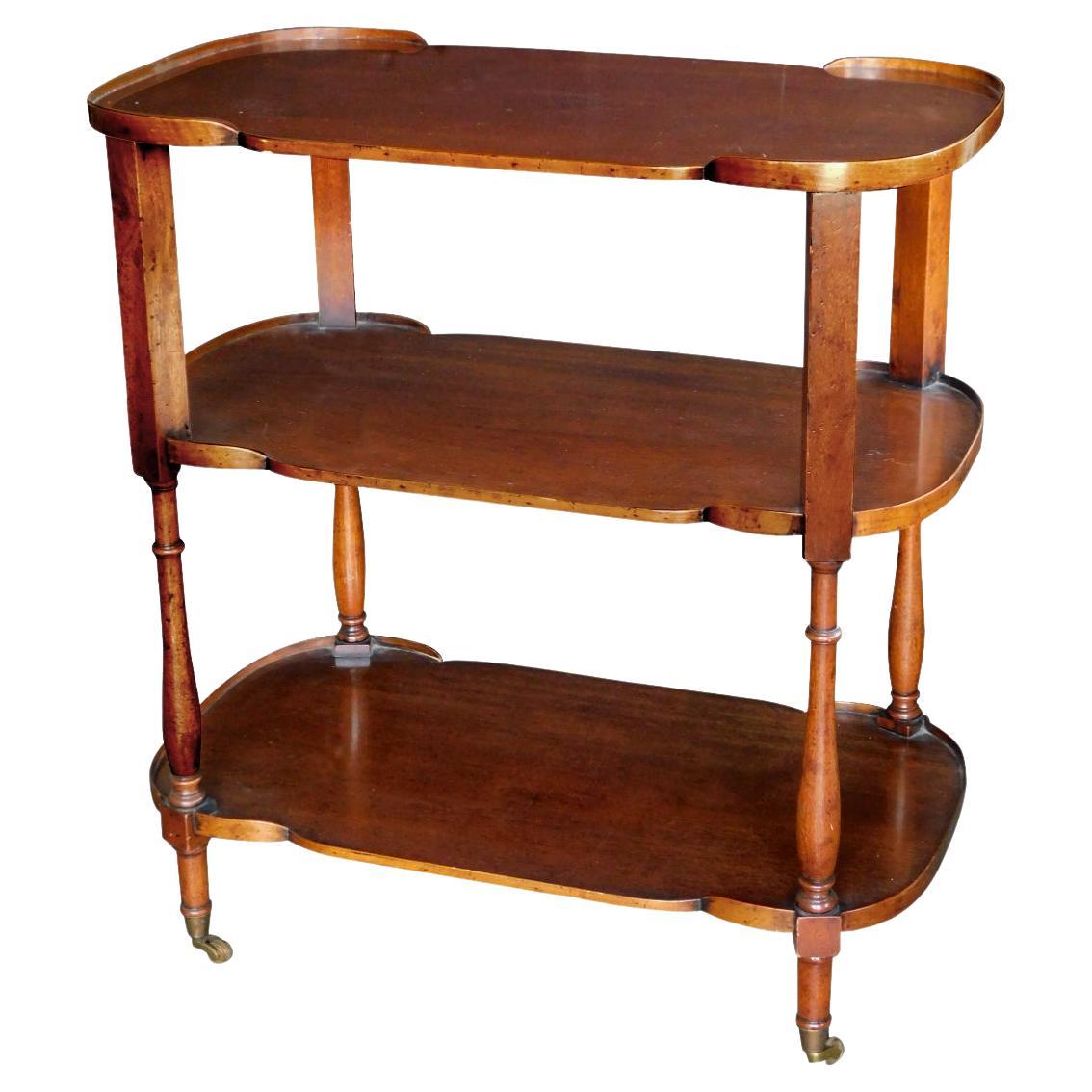 Handsome English Late 19th Century Mahogany 3-tier Bar Cart/étagère For Sale