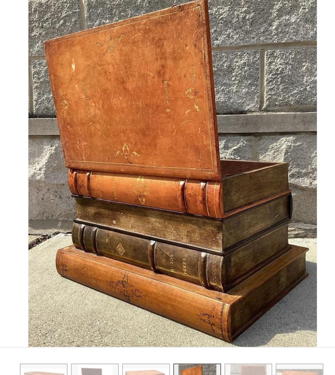 George III Handsome English Leather Bound Books As A Side Table With Interior Storage. For Sale