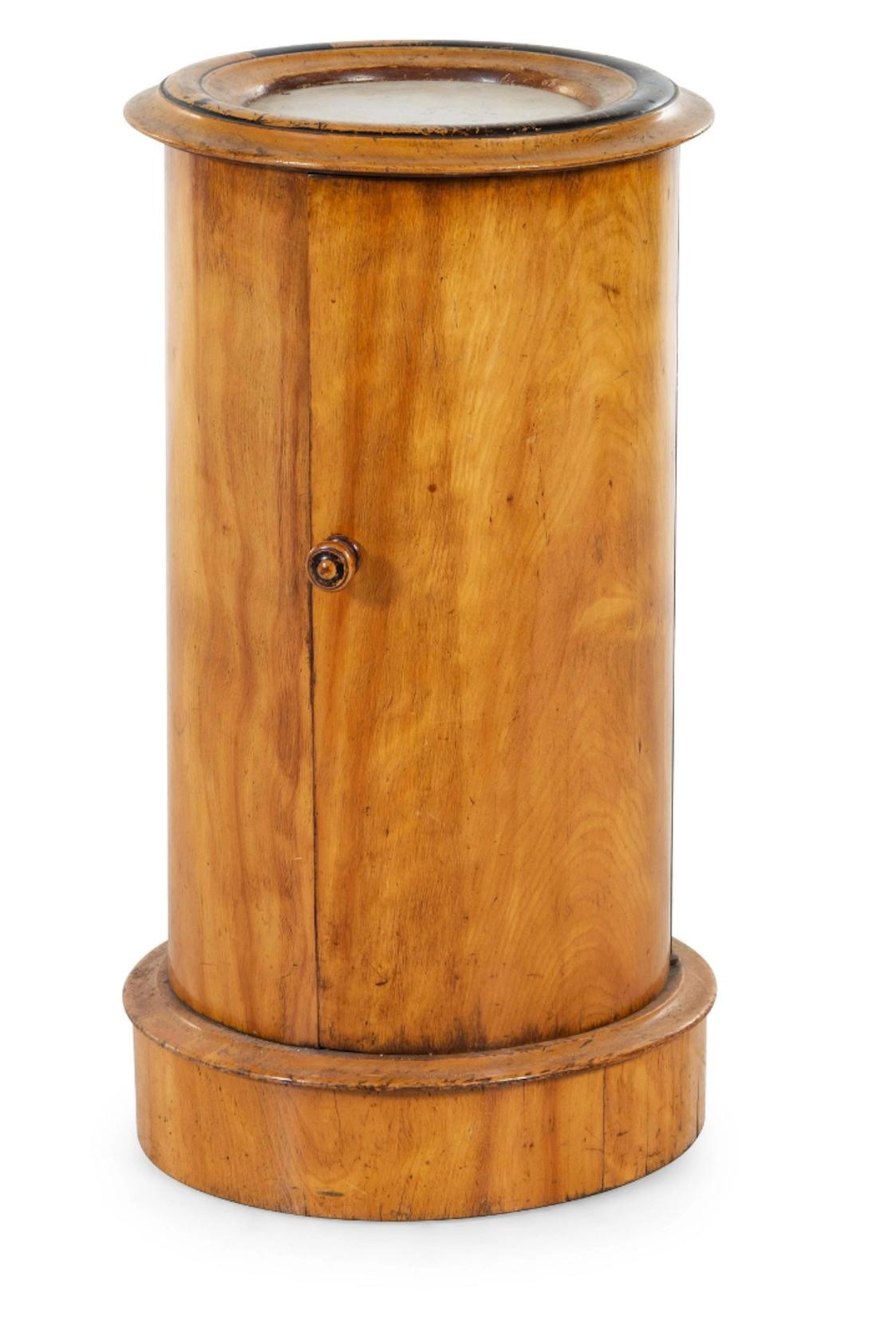 George III Handsome Pair English Mahogany Cylindrical Side Table with White Marble Top