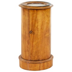 Handsome Pair English Mahogany Cylindrical Side Table with White Marble Top