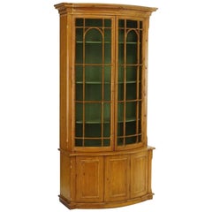 Handsome English Pine Two-Door Cabinet with Wire Mesh on Upper Doors Nice Patina