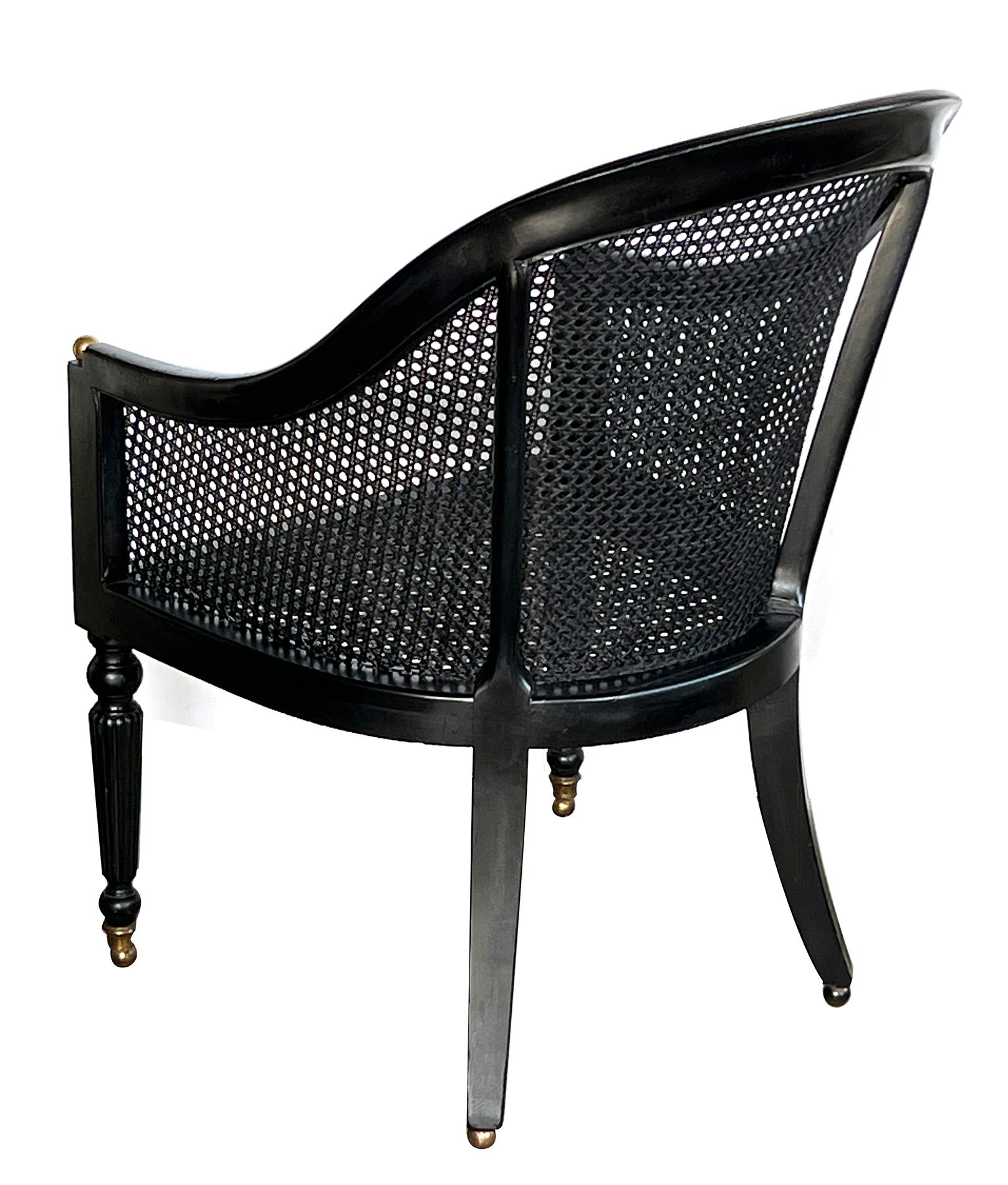 Handsome English Regency Style Ebonized Library Chair In Good Condition For Sale In San Francisco, CA