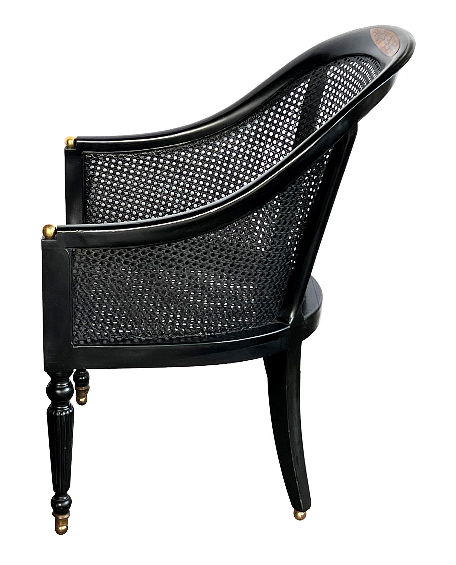 Handsome English Regency Style Ebonized Library Chair For Sale 1