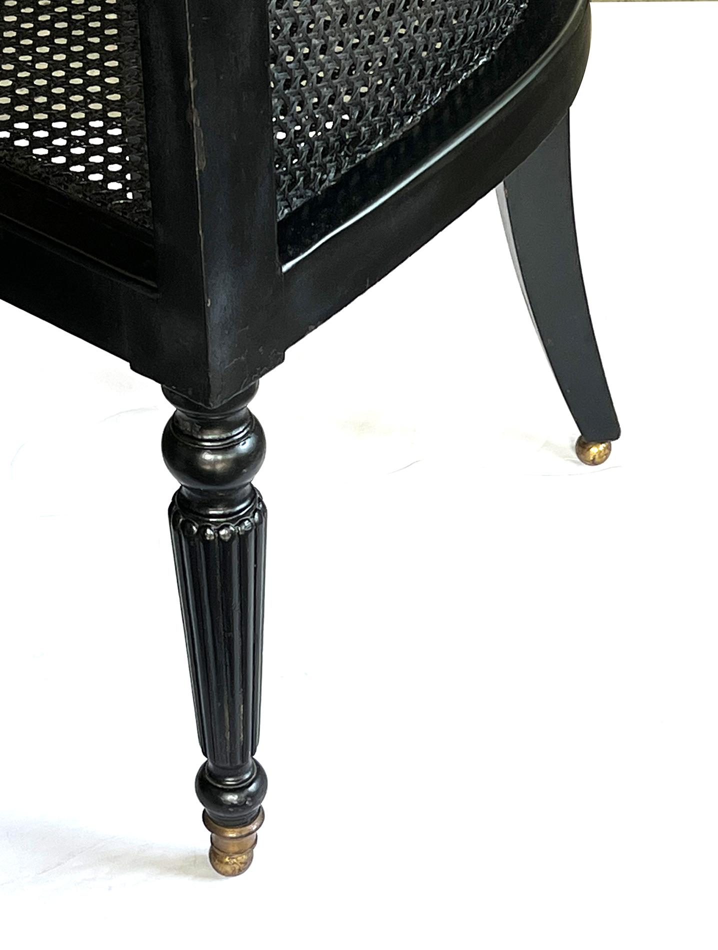 Handsome English Regency Style Ebonized Library Chair For Sale 2